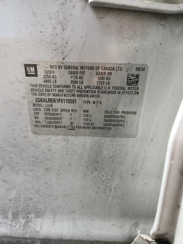 2015 Gmc Terrain Sle Silver vin: 2GKALREK1F6118301