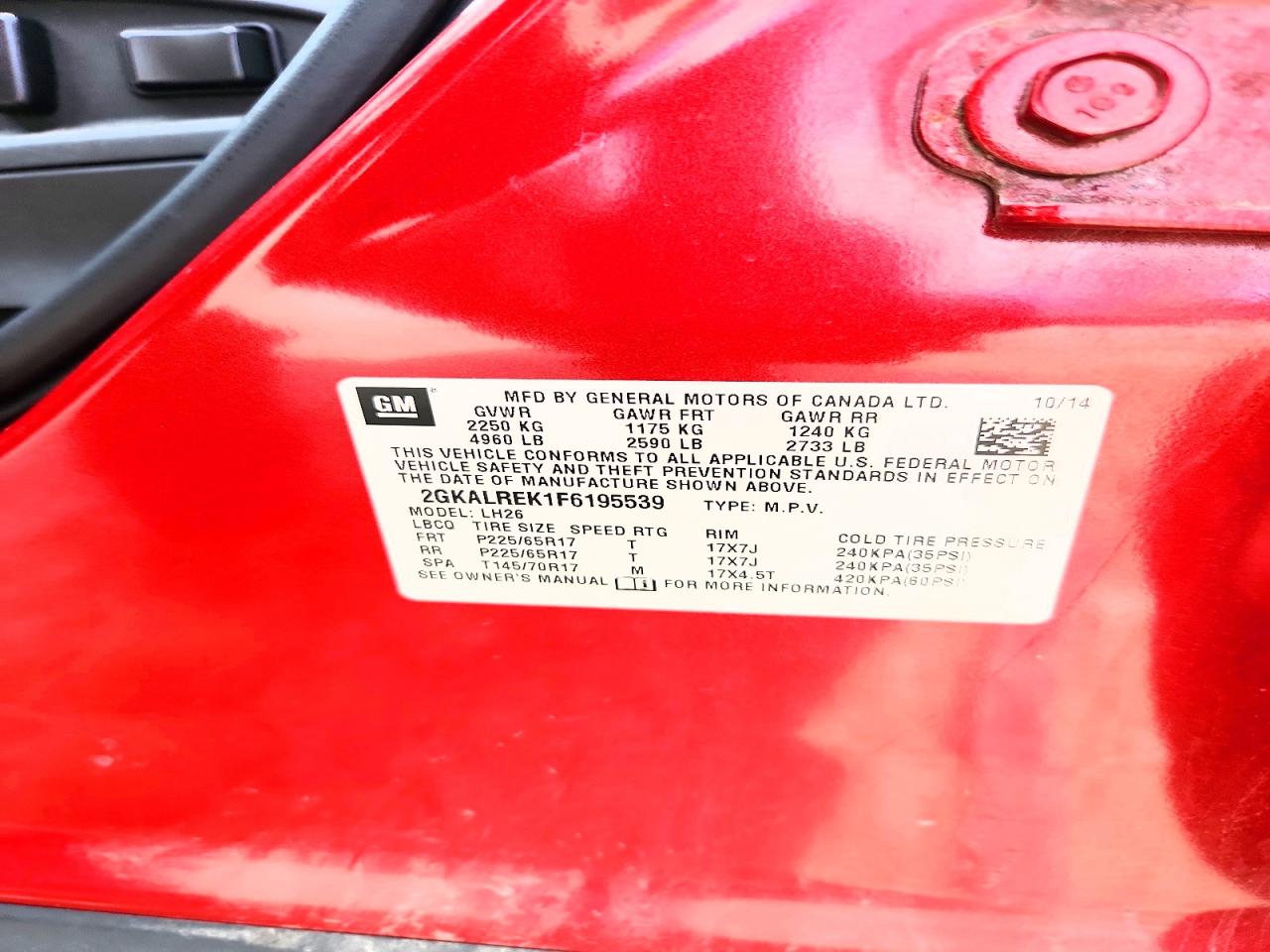 2015 Gmc Terrain Sle Red vin: 2GKALREK1F6195539