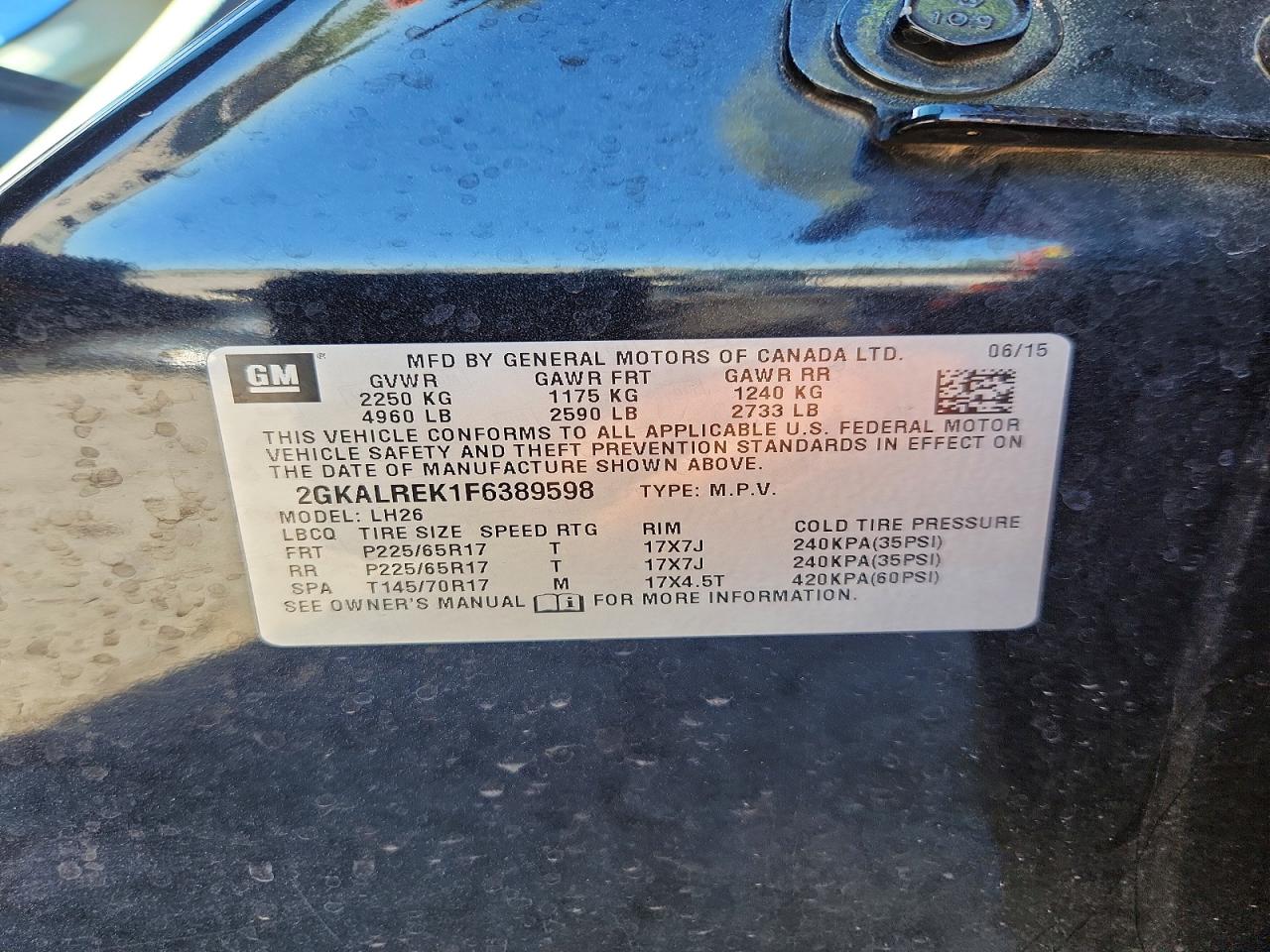 2015 Gmc Terrain Sle Черный vin: 2GKALREK1F6389598