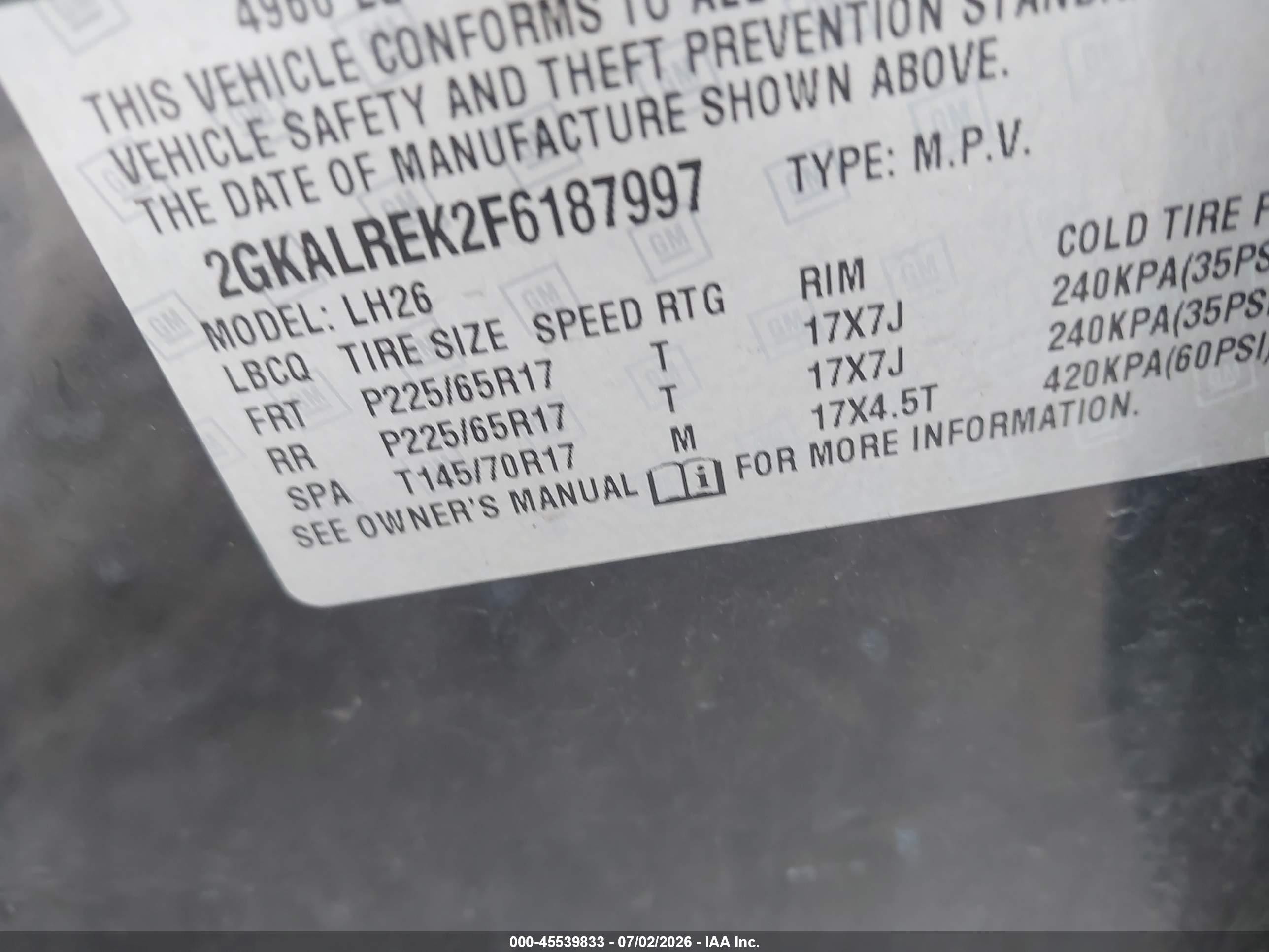 2015 Gmc Terrain Sle-2 Black vin: 2GKALREK2F6187997