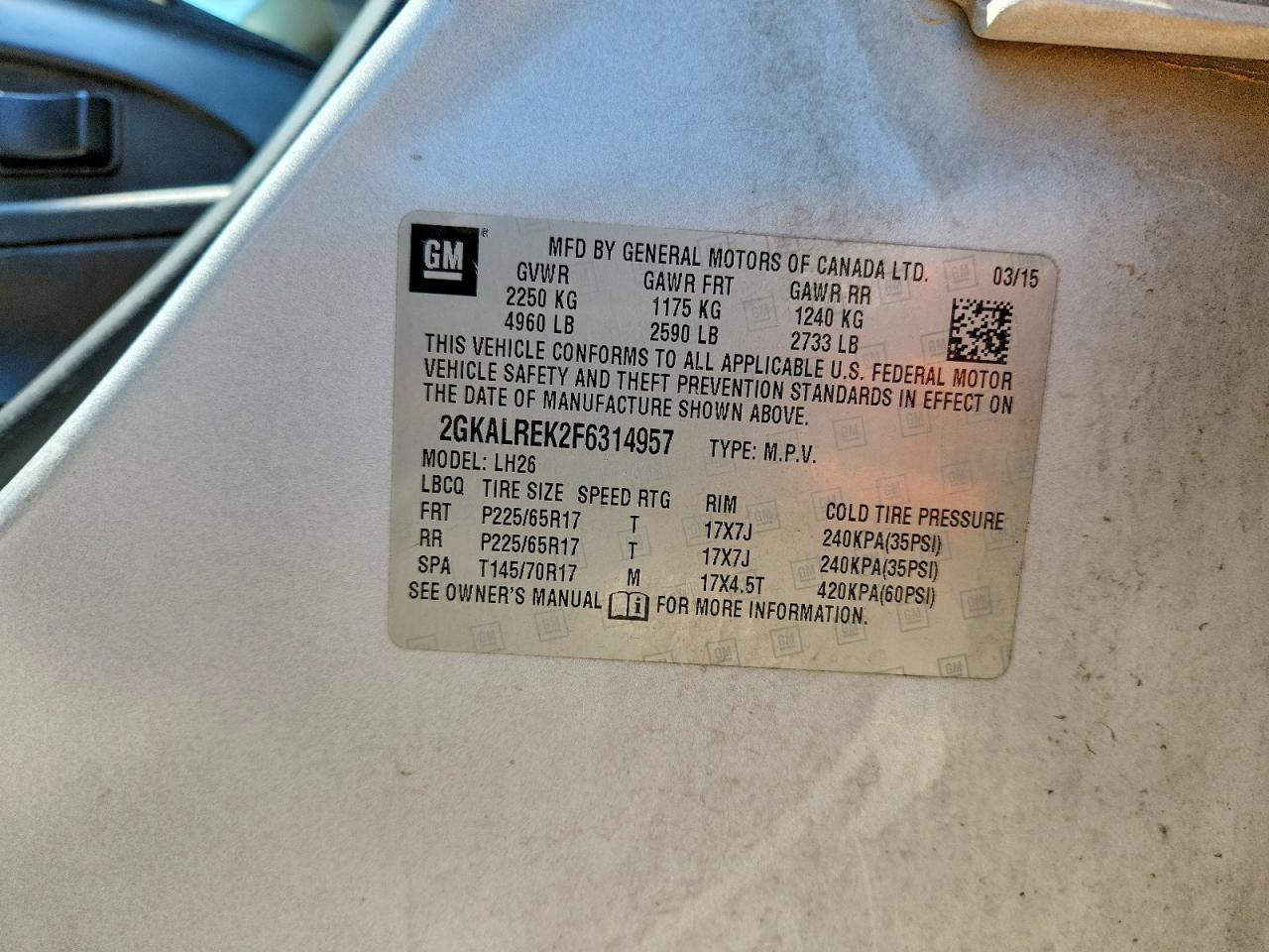 2015 Gmc Terrain Sle Silver vin: 2GKALREK2F6314957