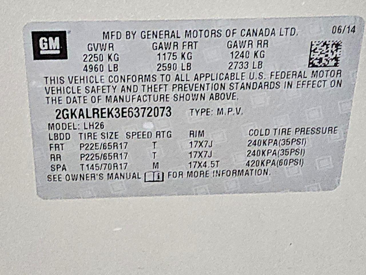 2014 Gmc Terrain Sle Tan vin: 2GKALREK3E6372073