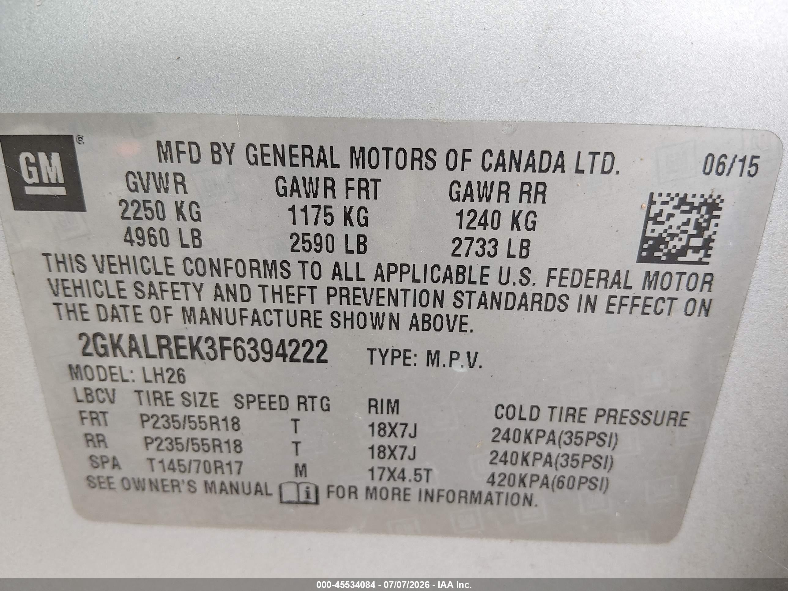 2015 Gmc Terrain Sle-2 Silver vin: 2GKALREK3F6394222