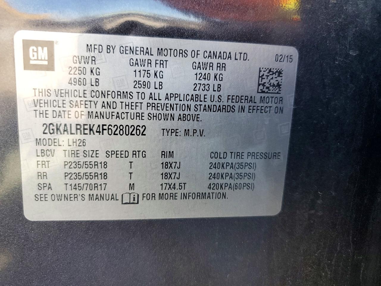 2015 Gmc Terrain Sle Gray vin: 2GKALREK4F6280262