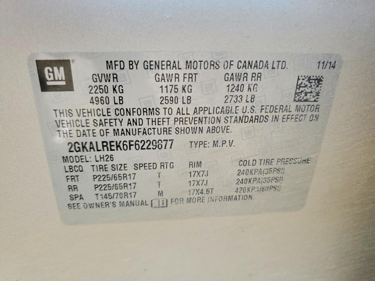 2015 Gmc Terrain Sle Beige vin: 2GKALREK6F6229877