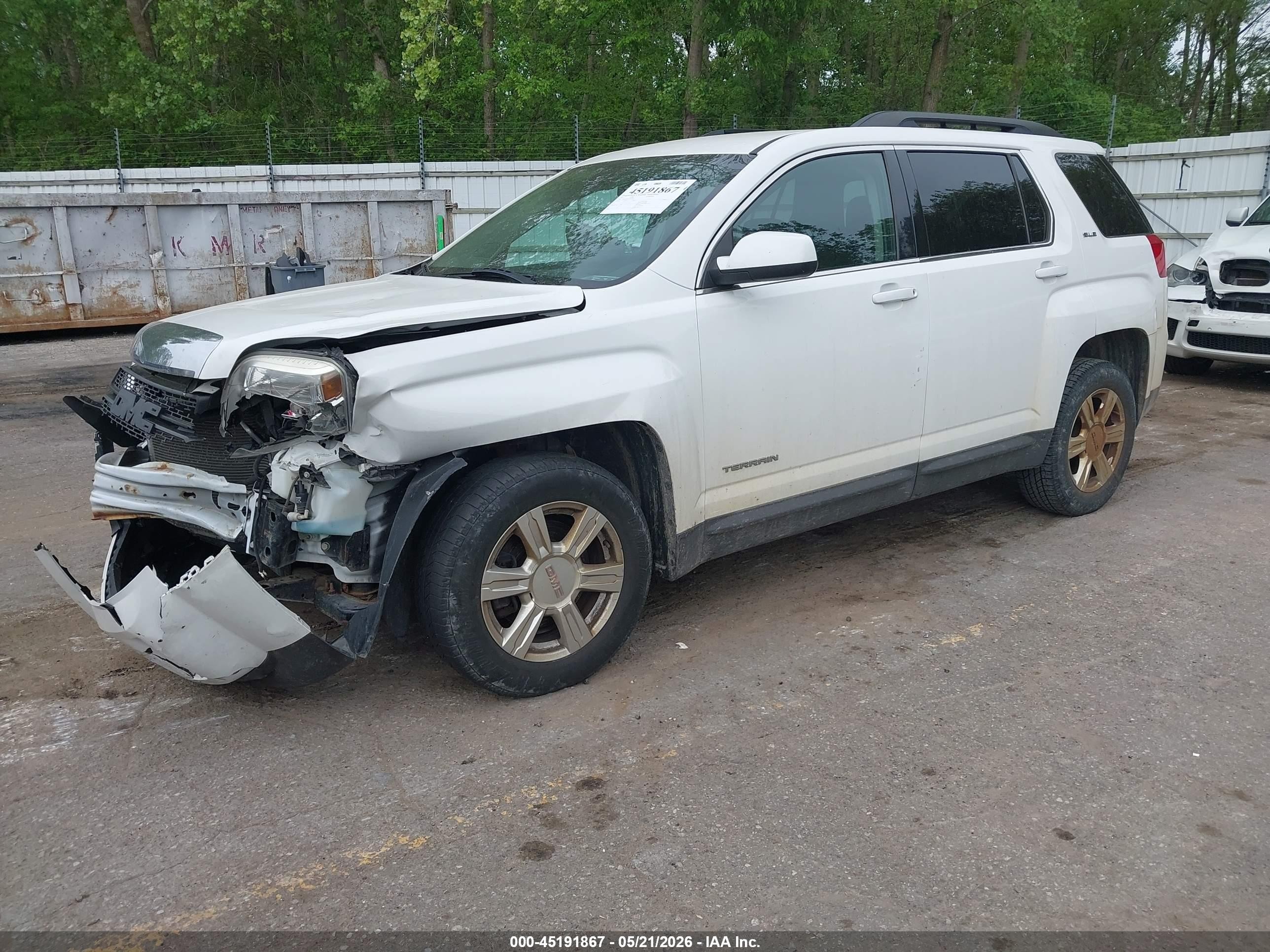 2015 Gmc Terrain Sle-2 White vin: 2GKALREK7F6406601