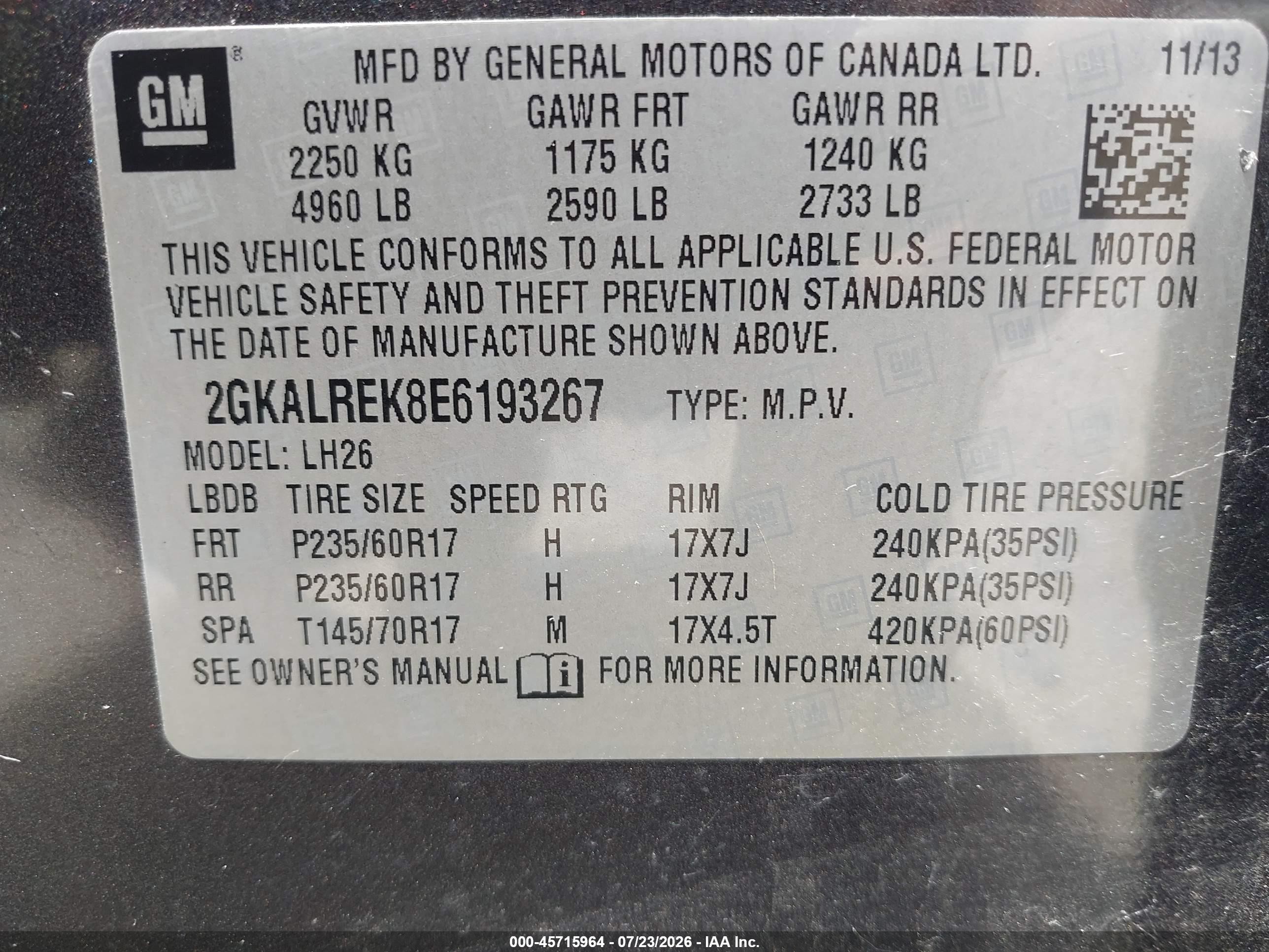 2014 Gmc Terrain Sle-2 Gray vin: 2GKALREK8E6193267