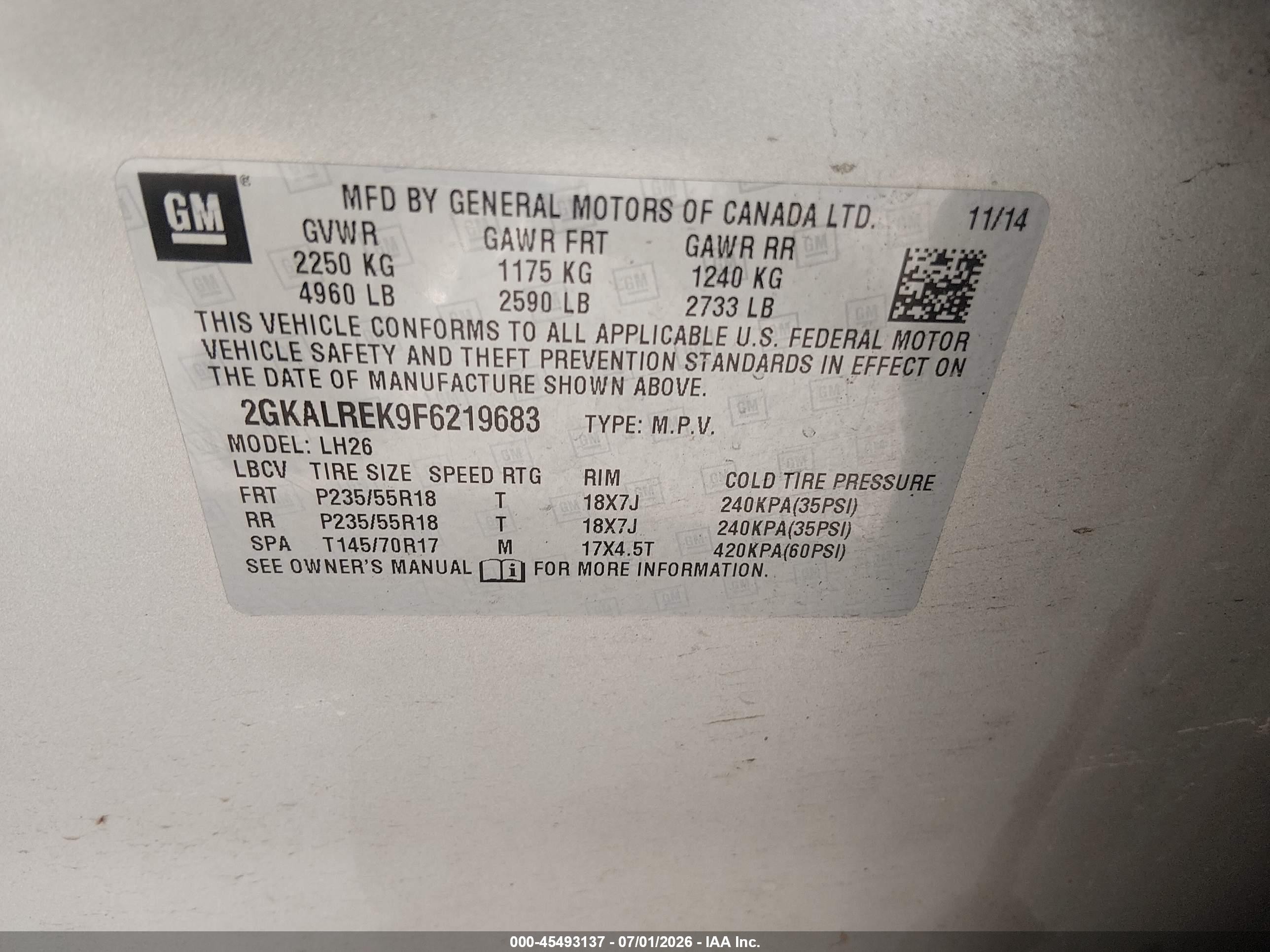 2015 Gmc Terrain Sle-2 Gold vin: 2GKALREK9F6219683