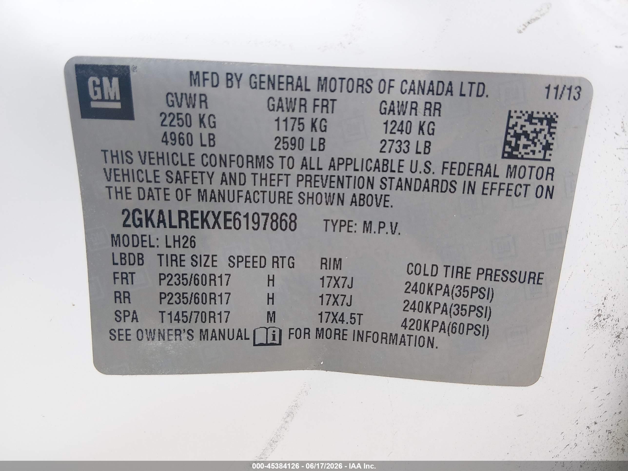 2014 Gmc Terrain Sle-2 White vin: 2GKALREKXE6197868