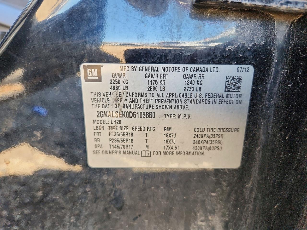 2013 Gmc Terrain Sle Черный vin: 2GKALSEK0D6103860