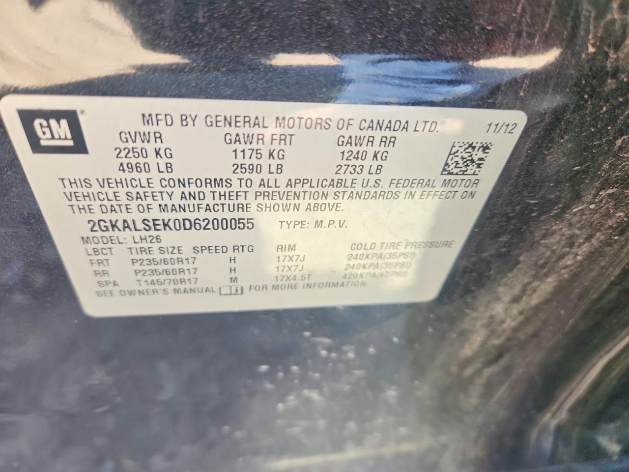 2013 Gmc Terrain Sle Черный vin: 2GKALSEK0D6200055
