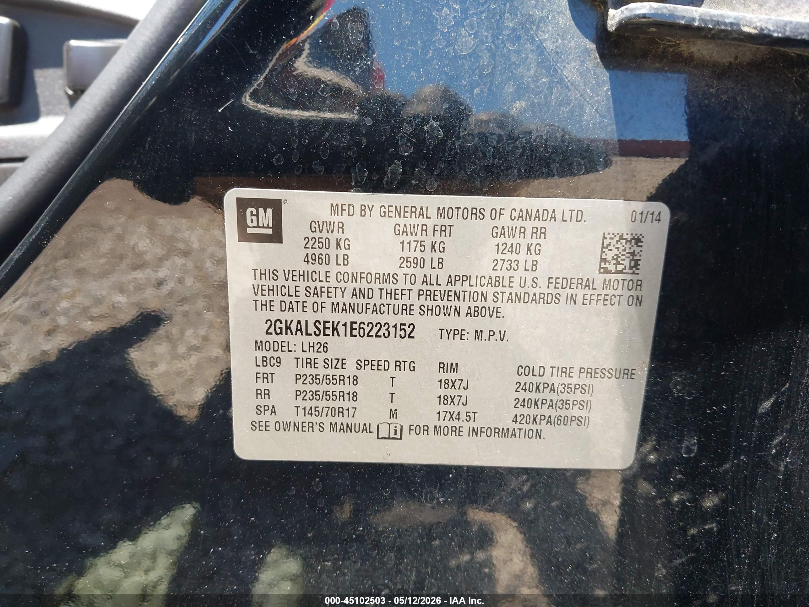 2014 Gmc Terrain Slt-1 Black vin: 2GKALSEK1E6223152