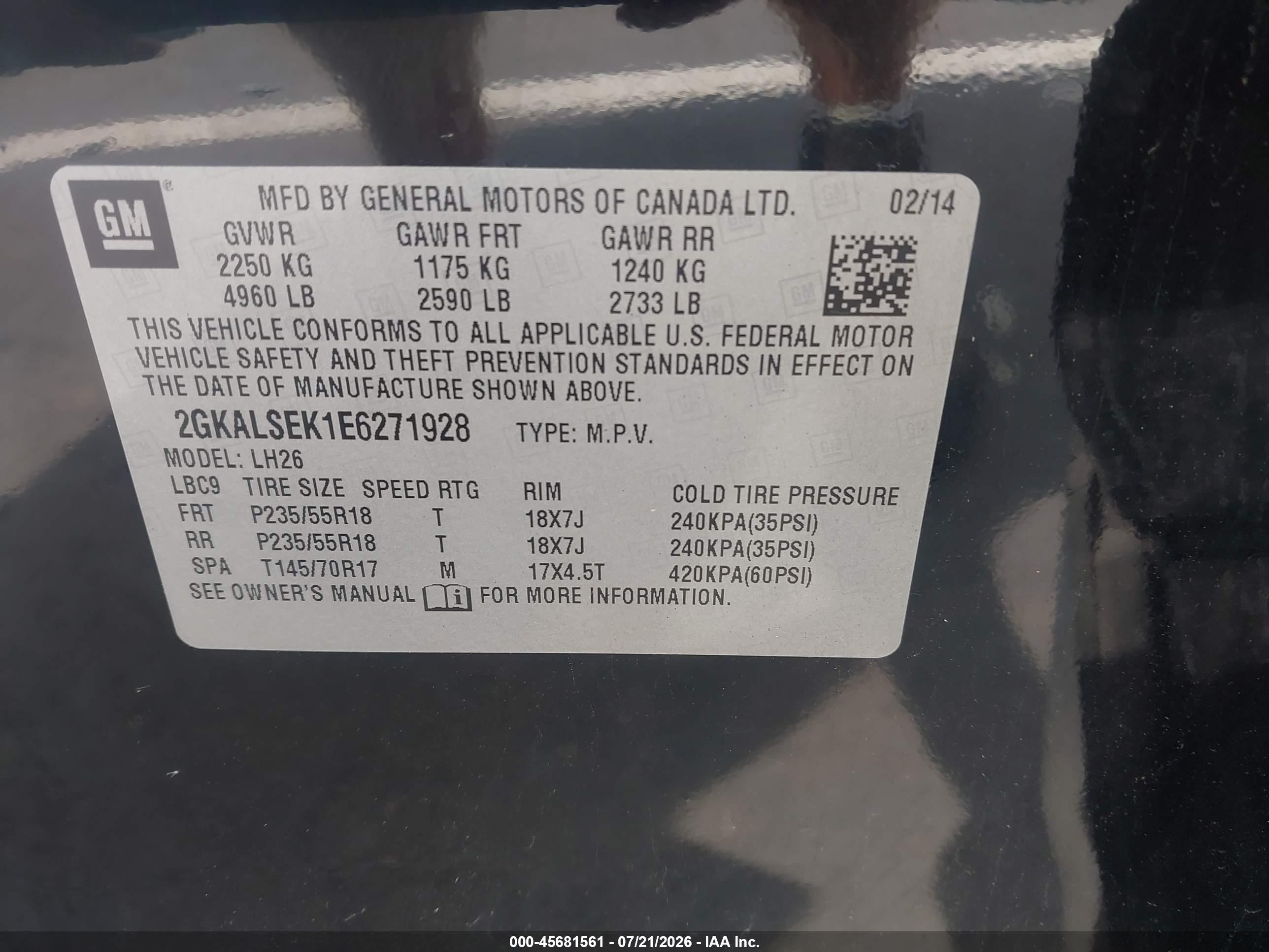 2014 Gmc Terrain Slt-1 Черный vin: 2GKALSEK1E6271928