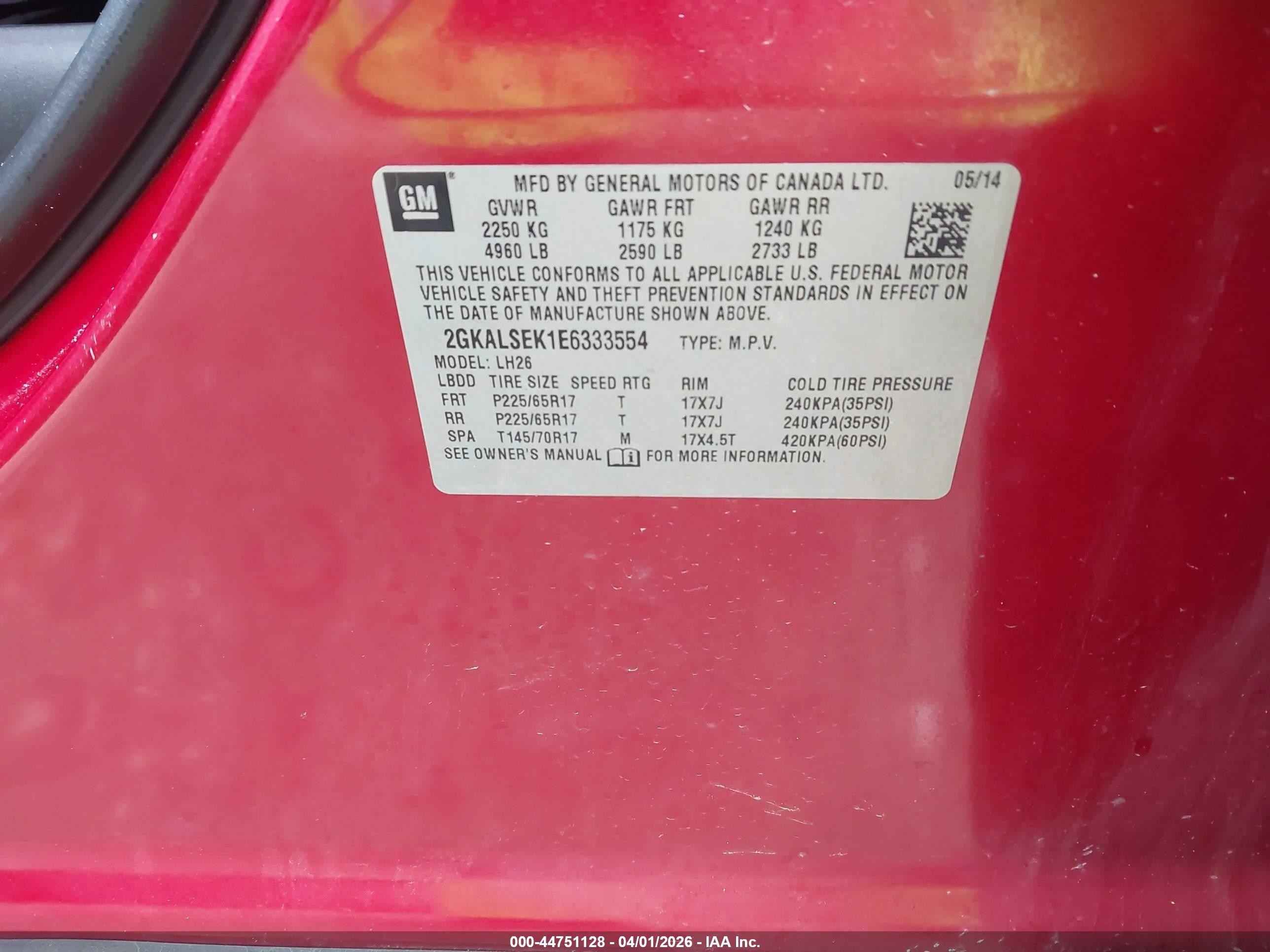 2014 Gmc Terrain Slt-1 Red vin: 2GKALSEK1E6333554