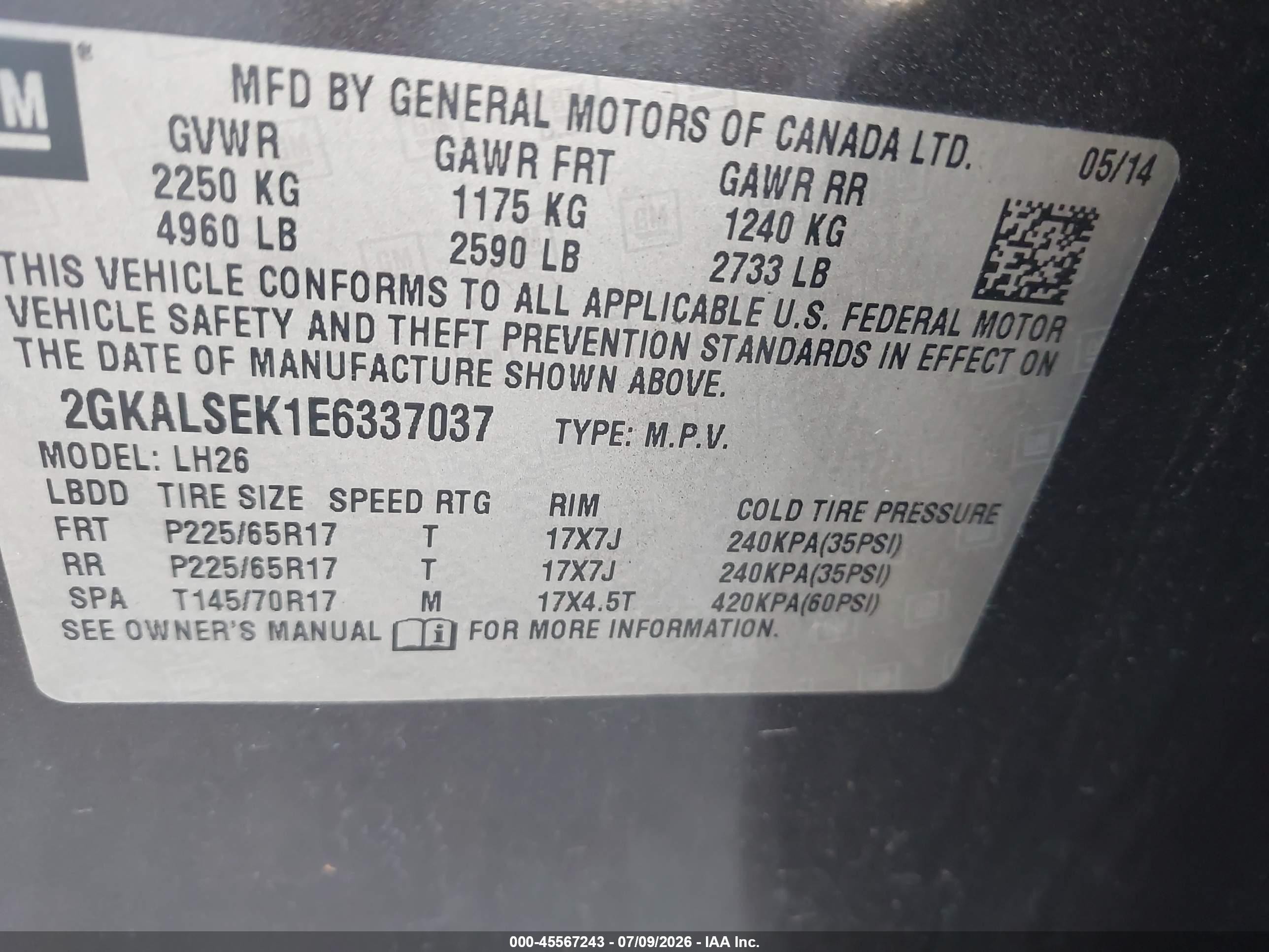 2014 Gmc Terrain Slt-1 Gray vin: 2GKALSEK1E6337037