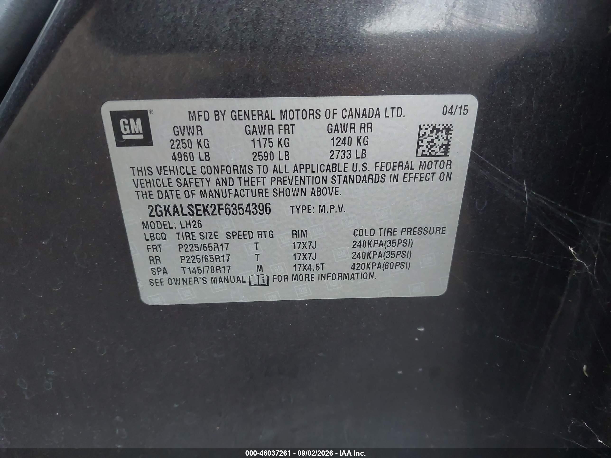 2015 Gmc Terrain Slt-1 Gray vin: 2GKALSEK2F6354396