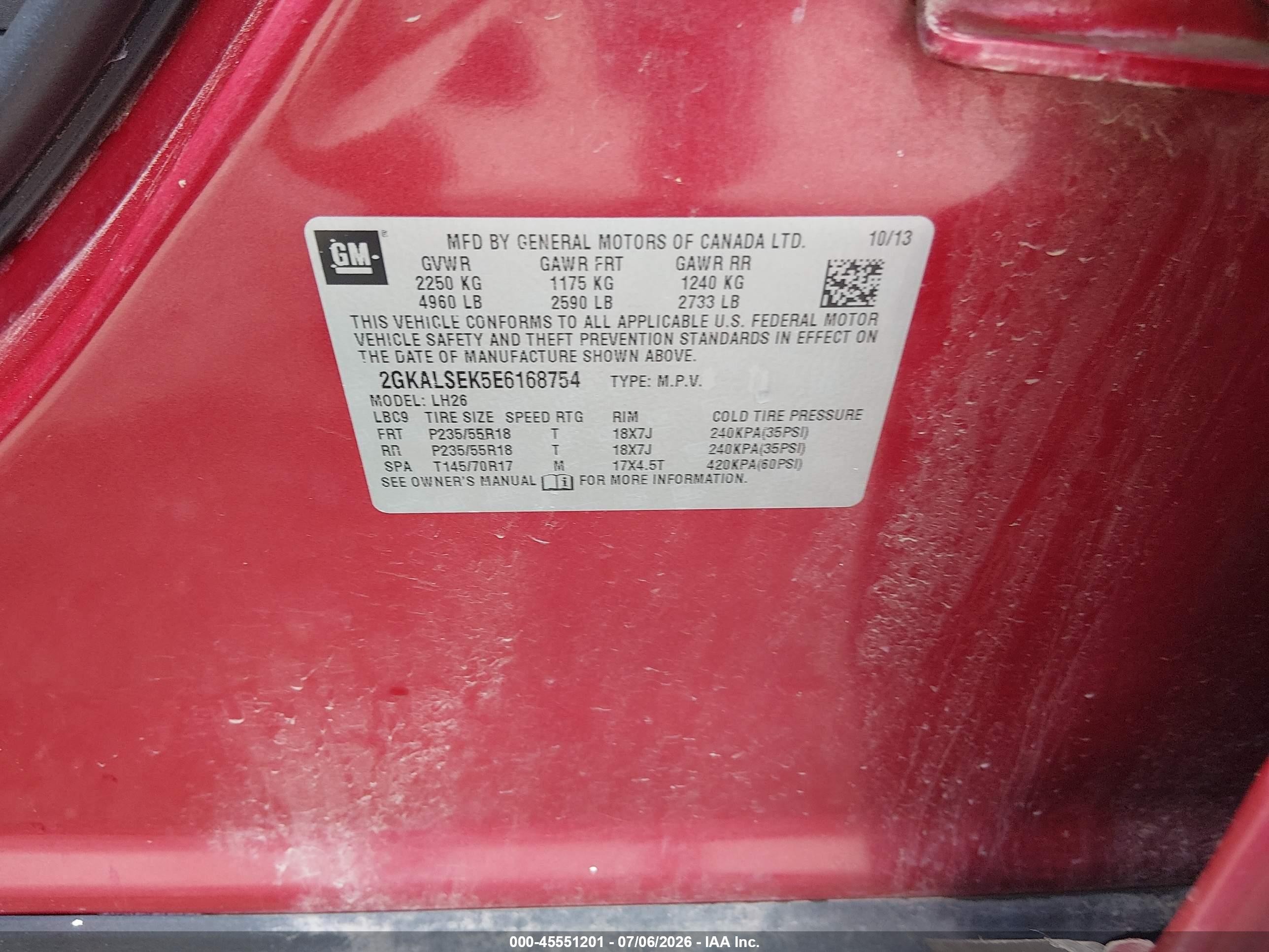 2014 Gmc Terrain Slt-1 Red vin: 2GKALSEK5E6168754