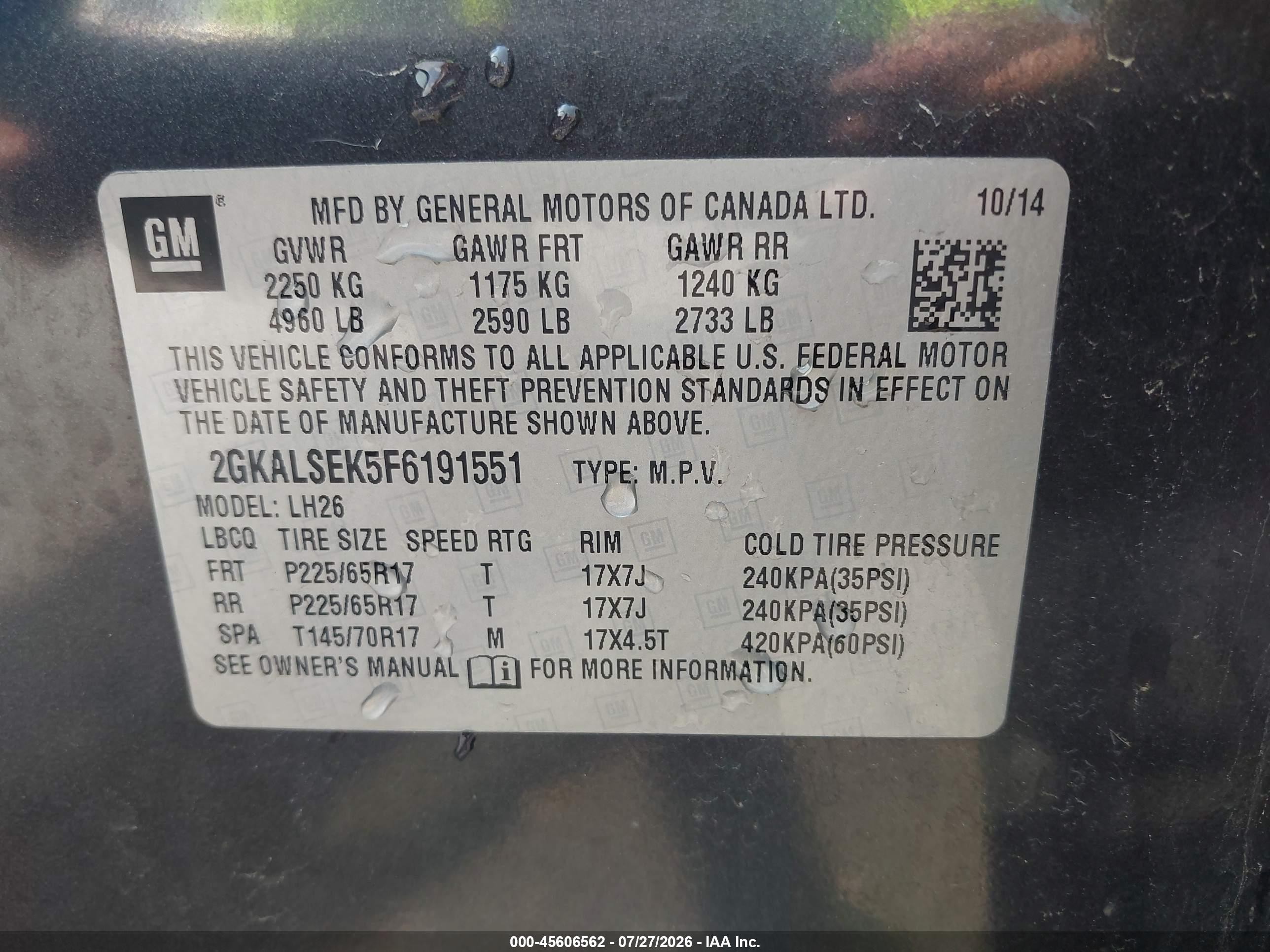 2015 Gmc Terrain Slt-1 Серый vin: 2GKALSEK5F6191551
