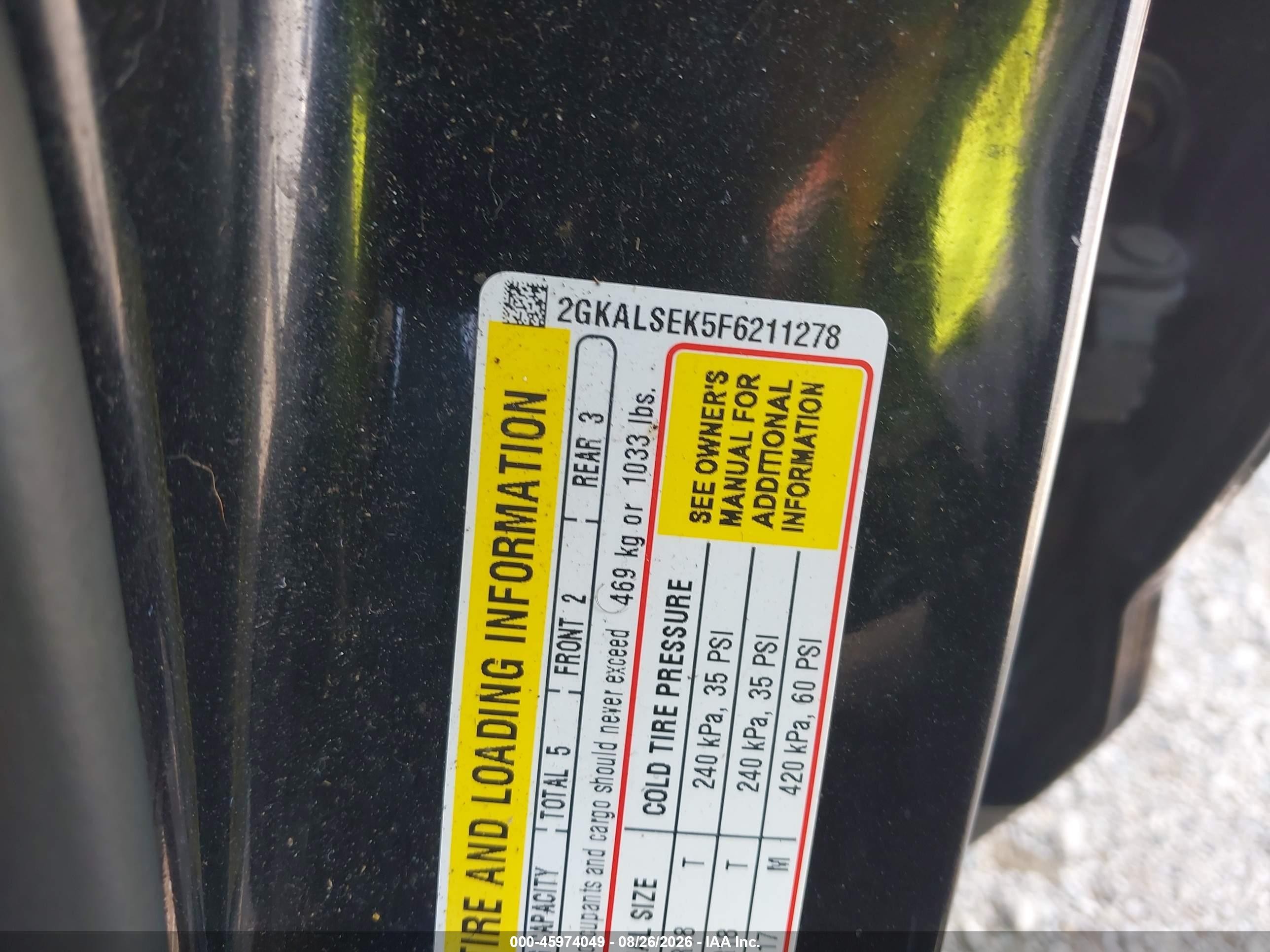 2015 Gmc Terrain Slt-1 Черный vin: 2GKALSEK5F6211278