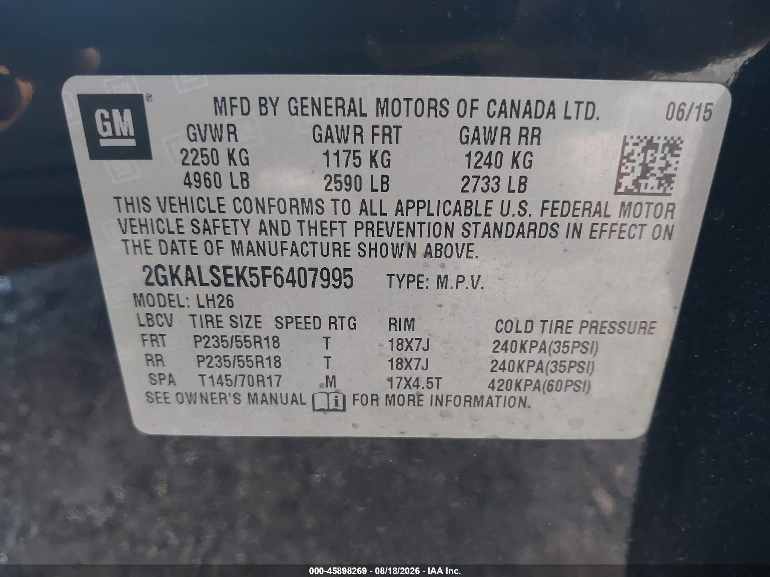 2015 Gmc Terrain Slt-1 Black vin: 2GKALSEK5F6407995