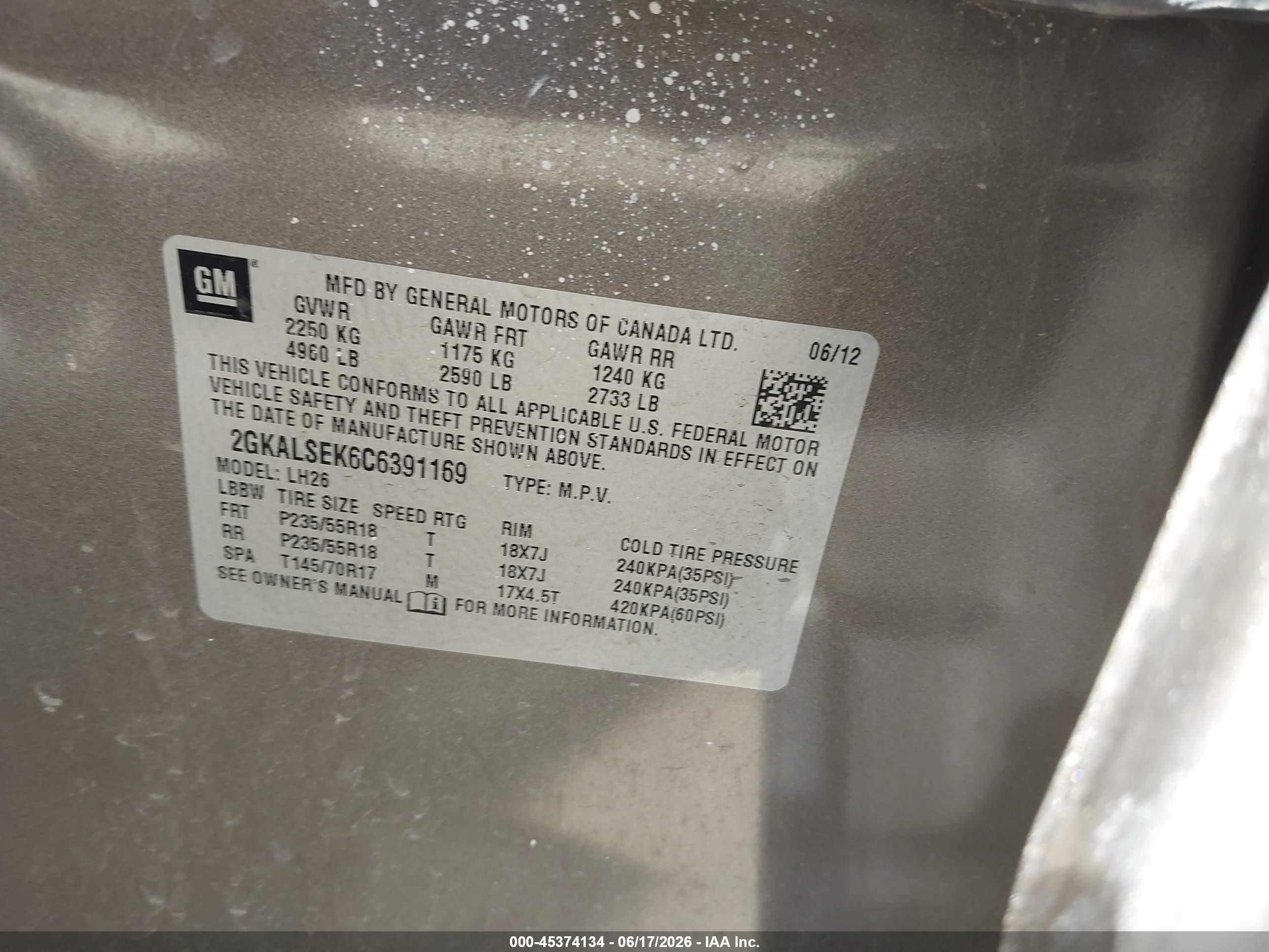 2012 Gmc Terrain Sle-2 Gray vin: 2GKALSEK6C6391169