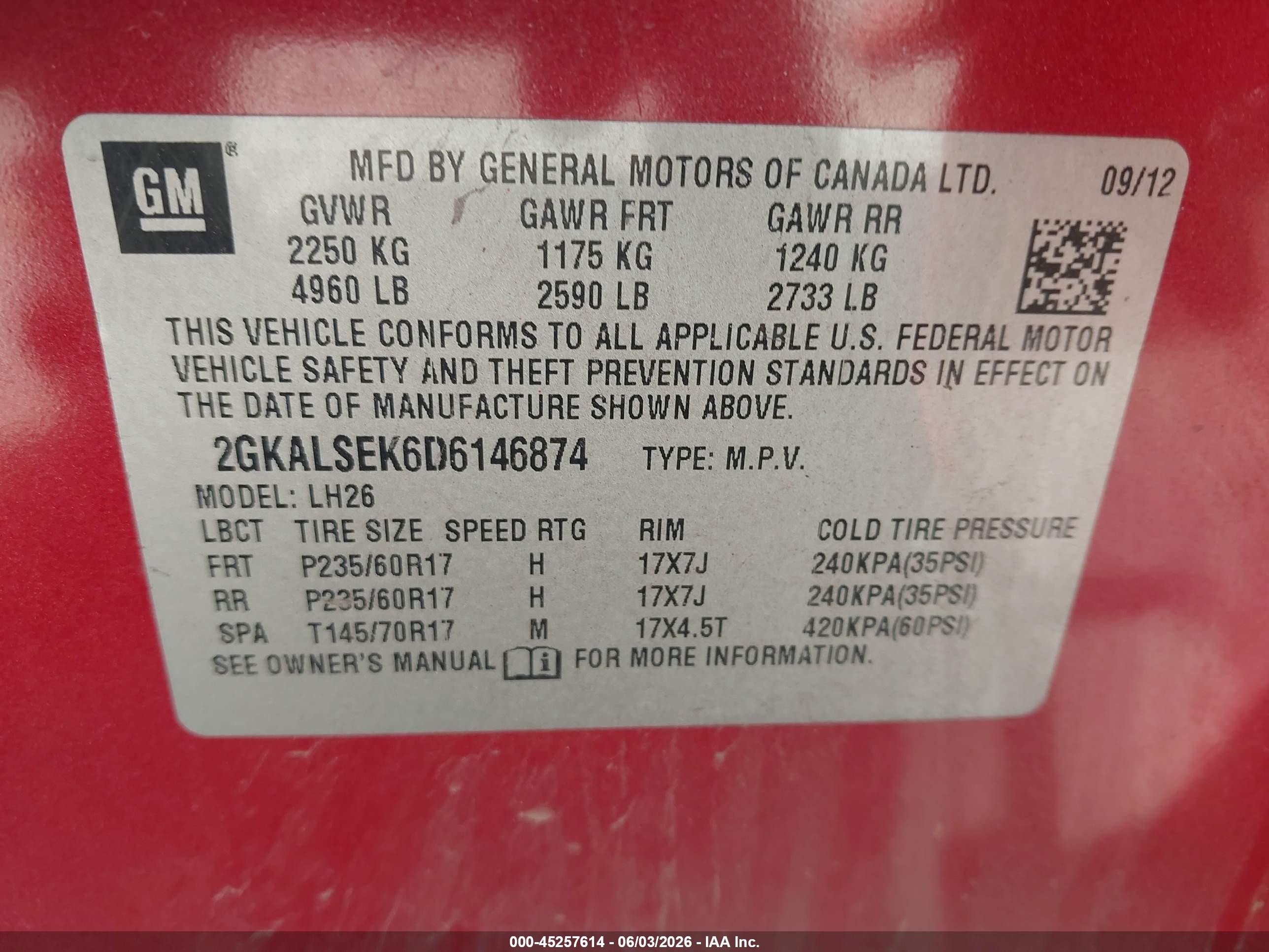 2013 Gmc Terrain Sle-2 Burgundy vin: 2GKALSEK6D6146874