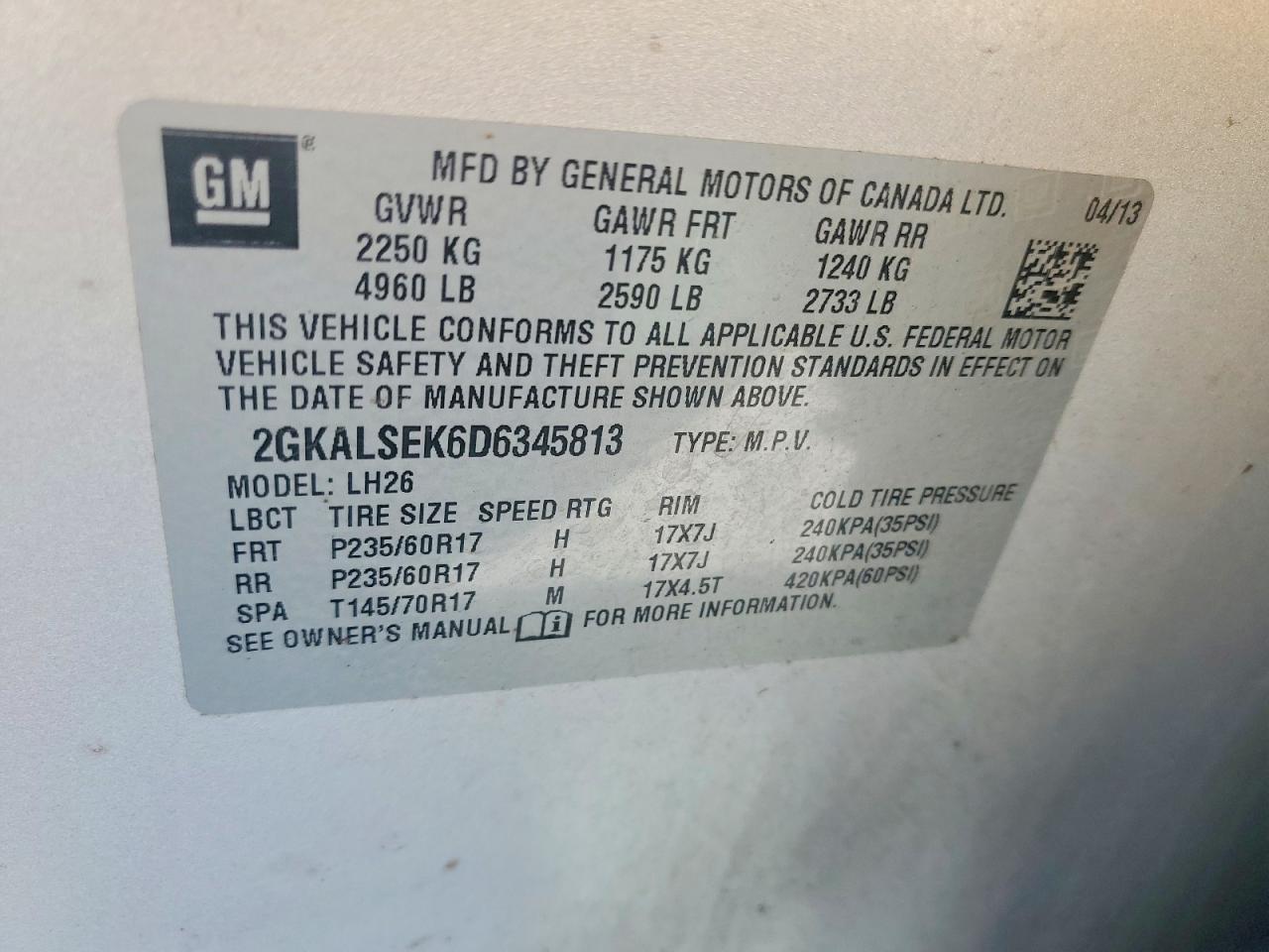 2013 Gmc Terrain Sle Silver vin: 2GKALSEK6D6345813