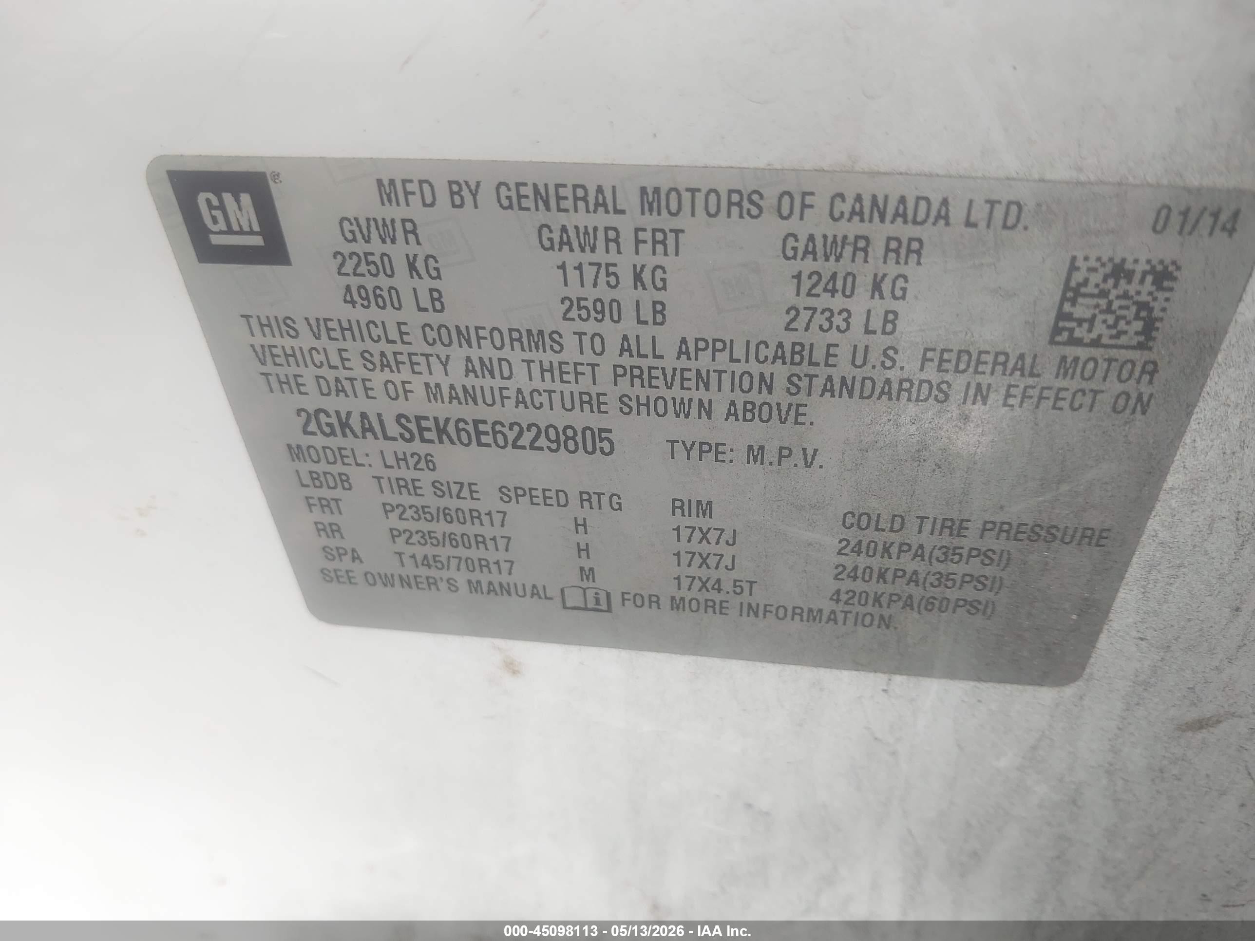 2014 Gmc Terrain Slt-1 White vin: 2GKALSEK6E6229805