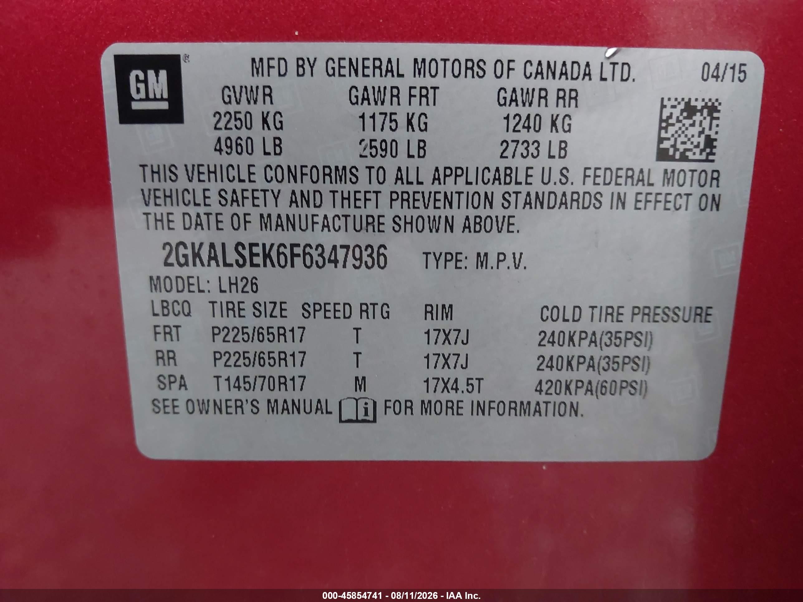 2015 Gmc Terrain Slt-1 Red vin: 2GKALSEK6F6347936