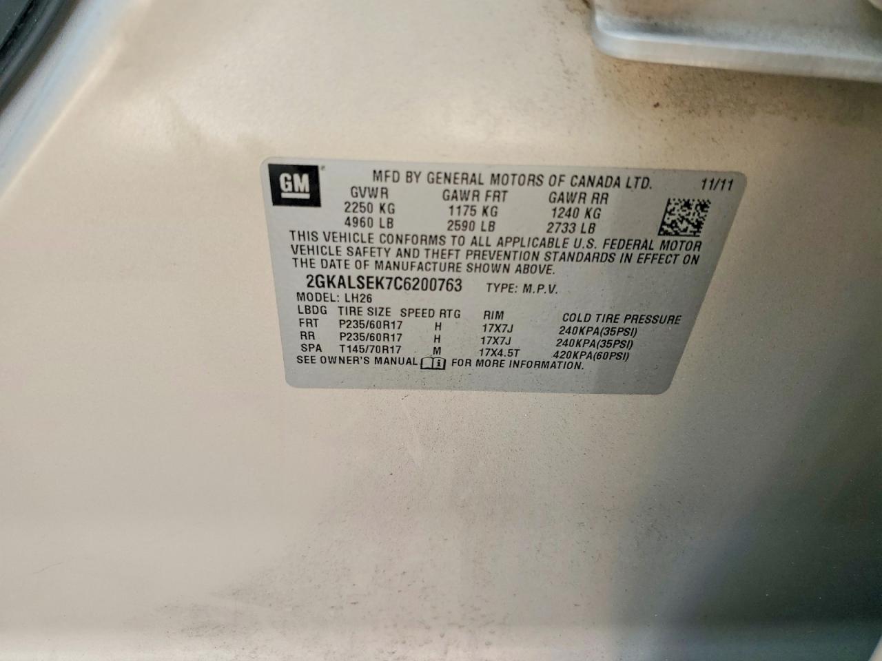 2012 Gmc Terrain Sle Cream vin: 2GKALSEK7C6200763