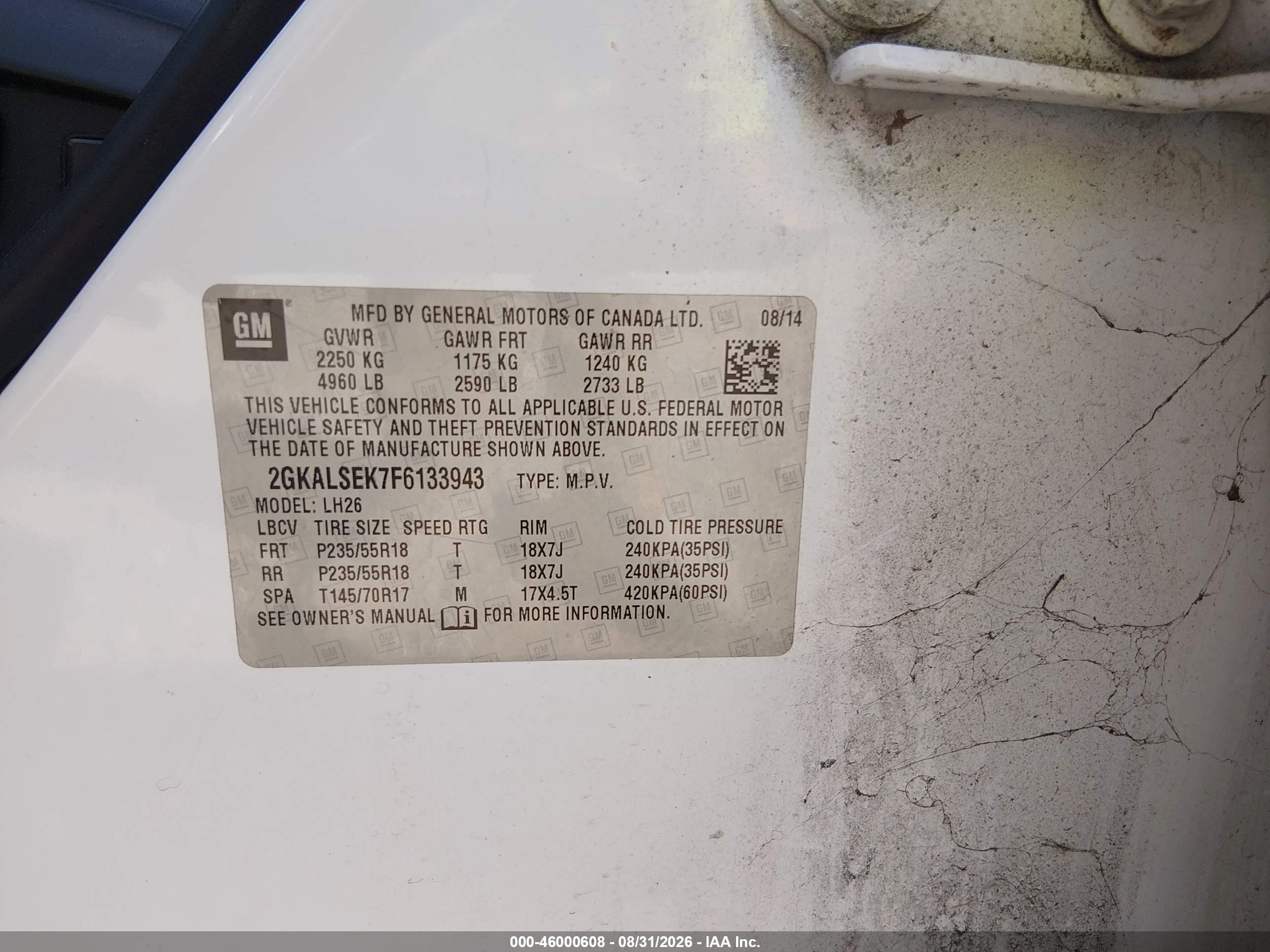 2015 Gmc Terrain Slt-1 White vin: 2GKALSEK7F6133943