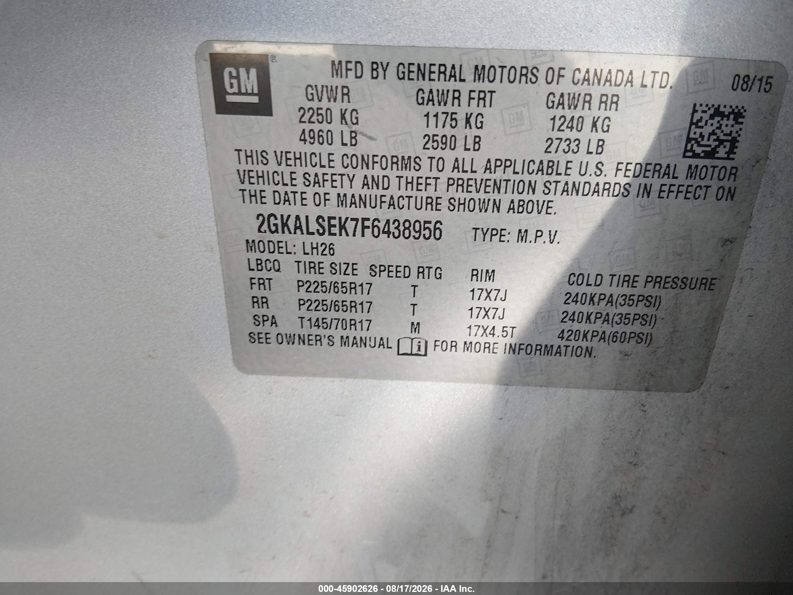 2015 Gmc Terrain Slt-1 Серебряный vin: 2GKALSEK7F6438956