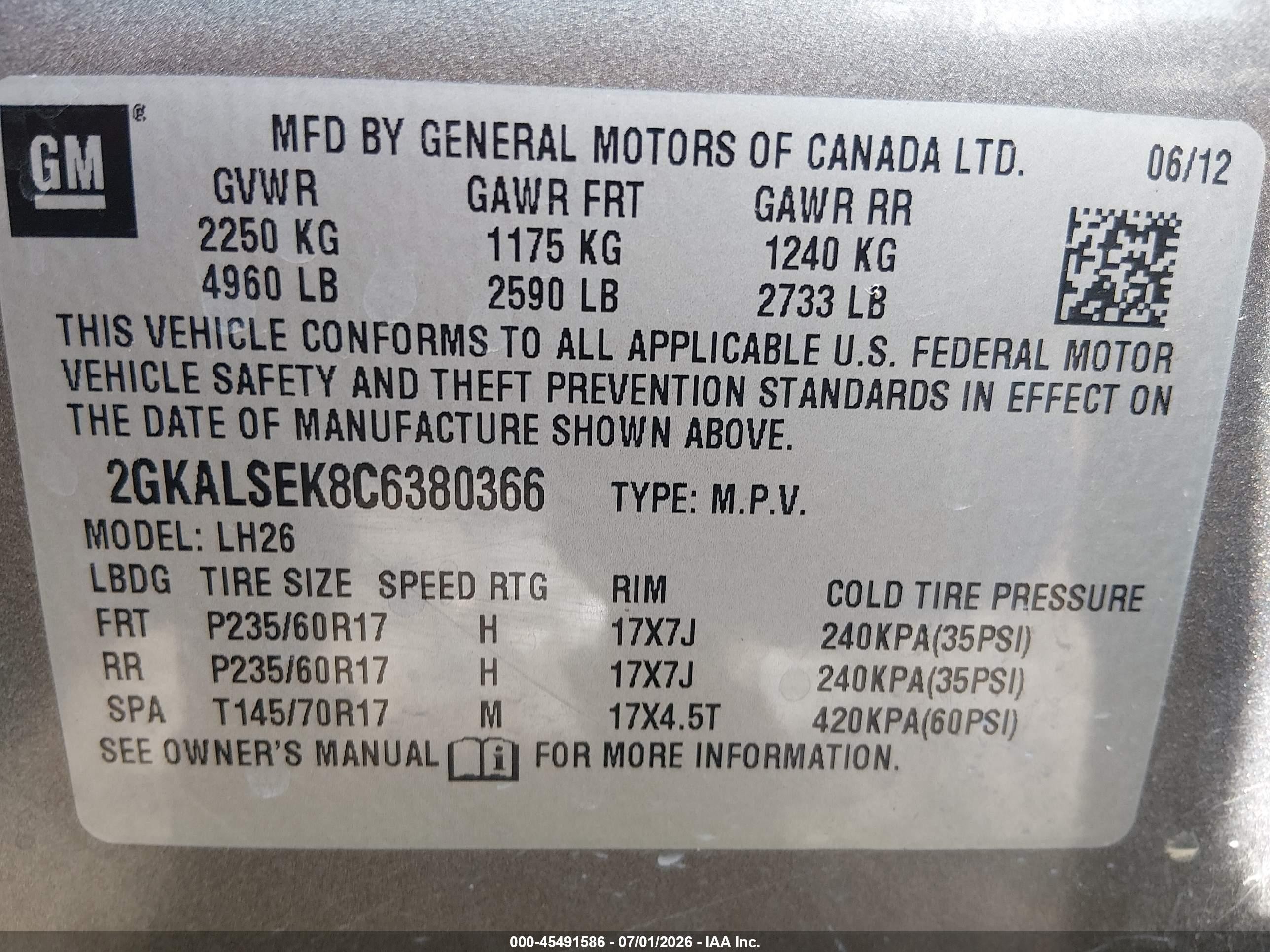 2012 Gmc Terrain Sle-2 Brown vin: 2GKALSEK8C6380366