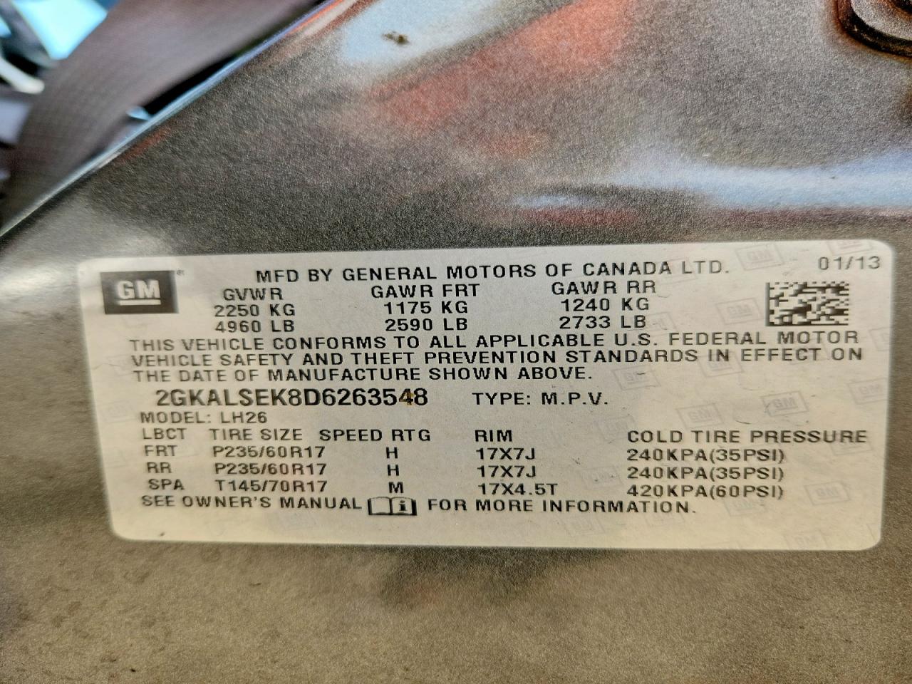 2013 Gmc Terrain Sle Charcoal vin: 2GKALSEK8D6263548