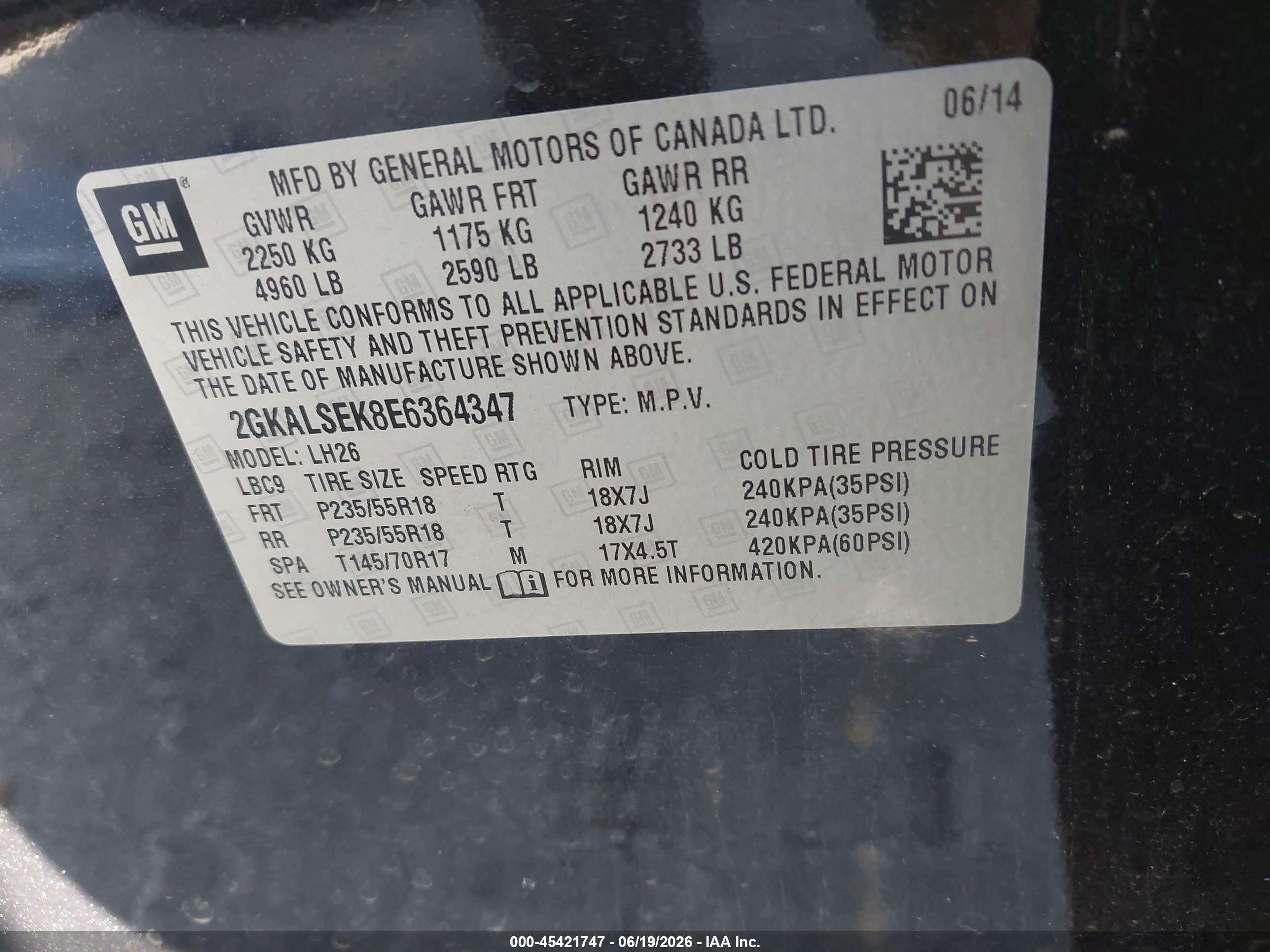 2014 Gmc Terrain Slt-1 Black vin: 2GKALSEK8E6364347