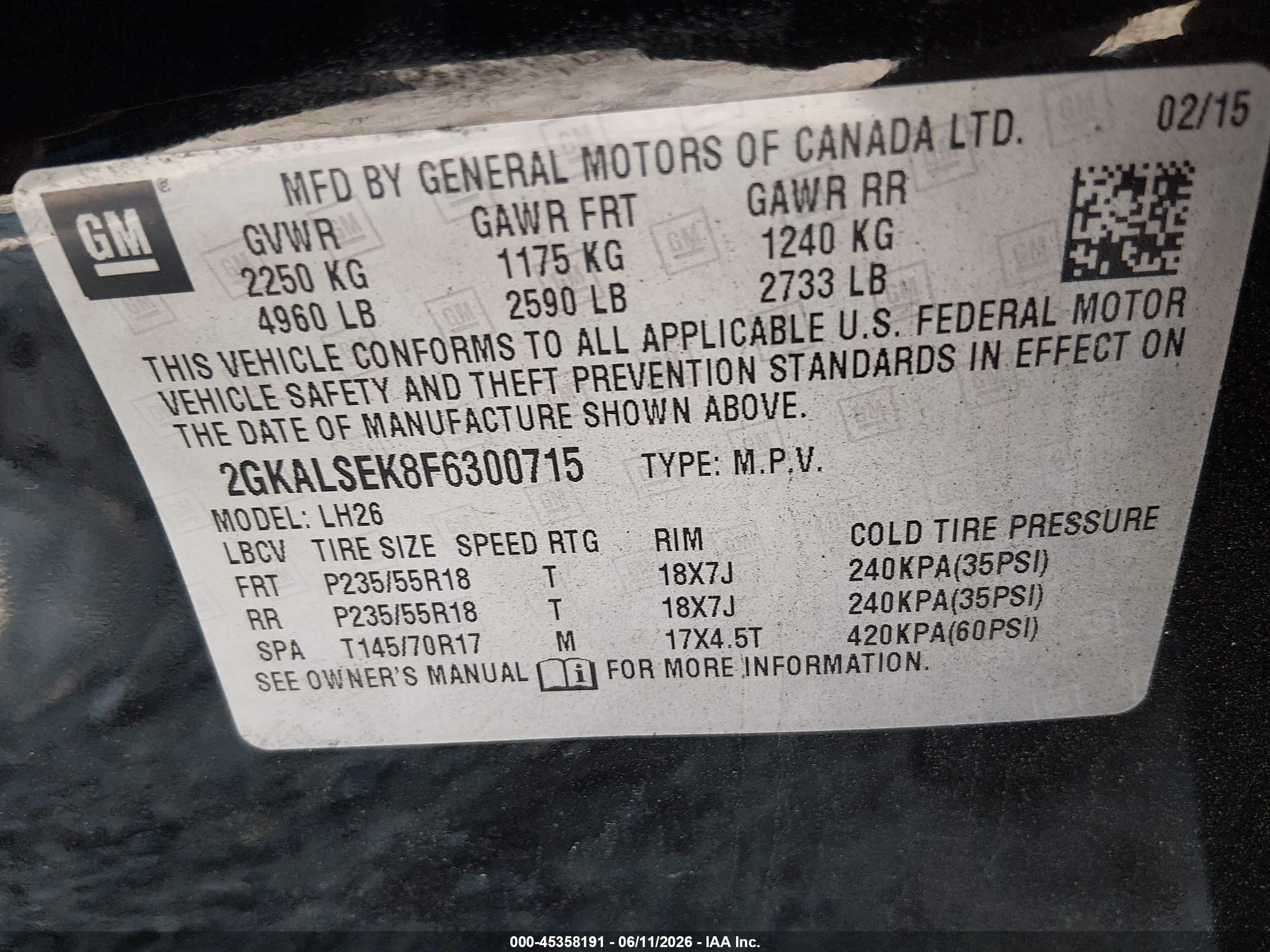 2015 Gmc Terrain Slt-1 Black vin: 2GKALSEK8F6300715