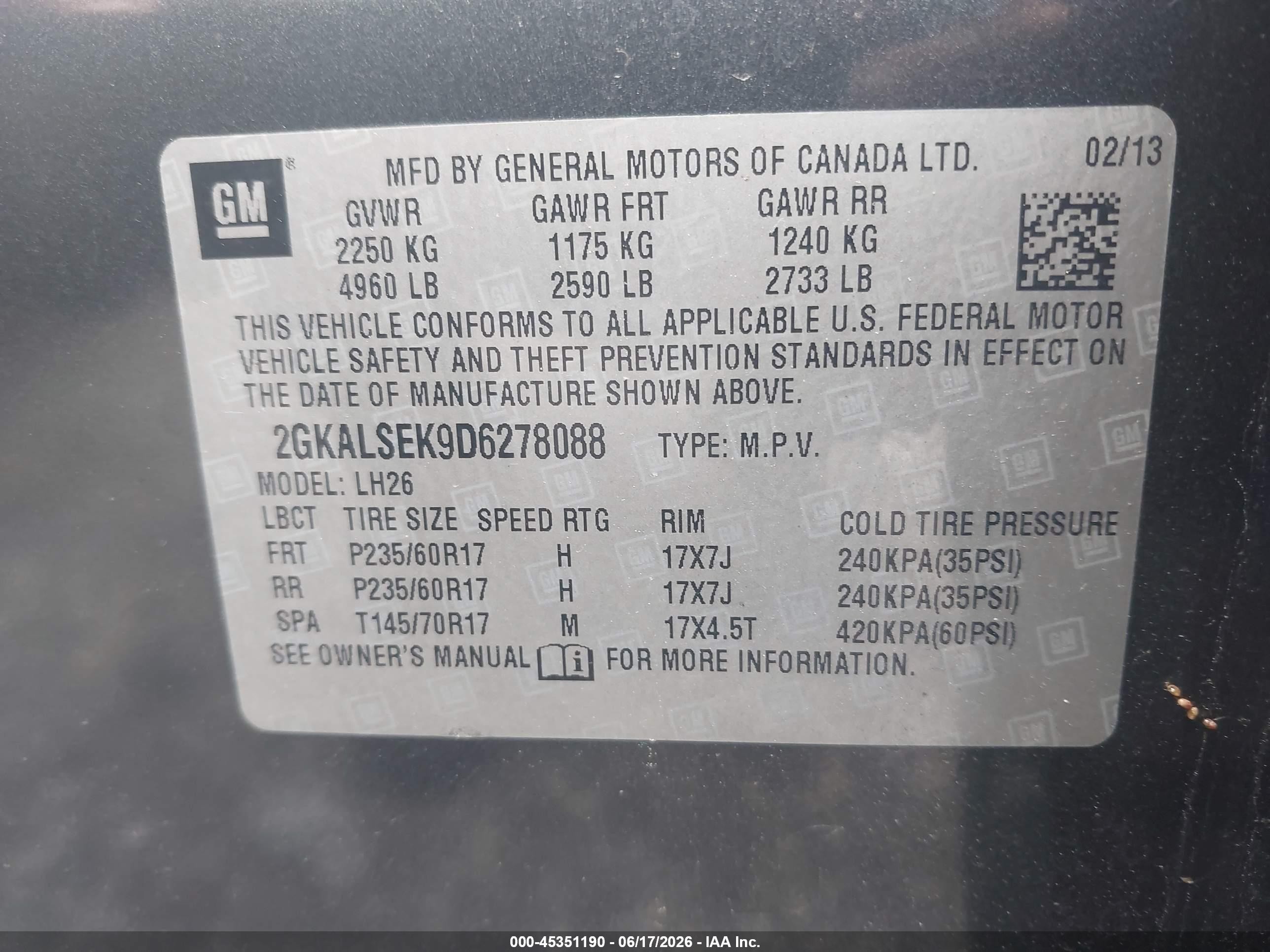 2013 Gmc Terrain Sle-2 Серый vin: 2GKALSEK9D6278088