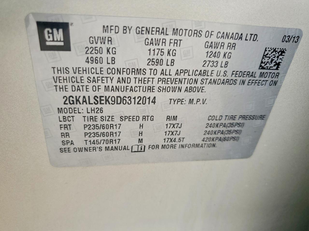 2013 Gmc Terrain Sle Бежевый vin: 2GKALSEK9D6312014