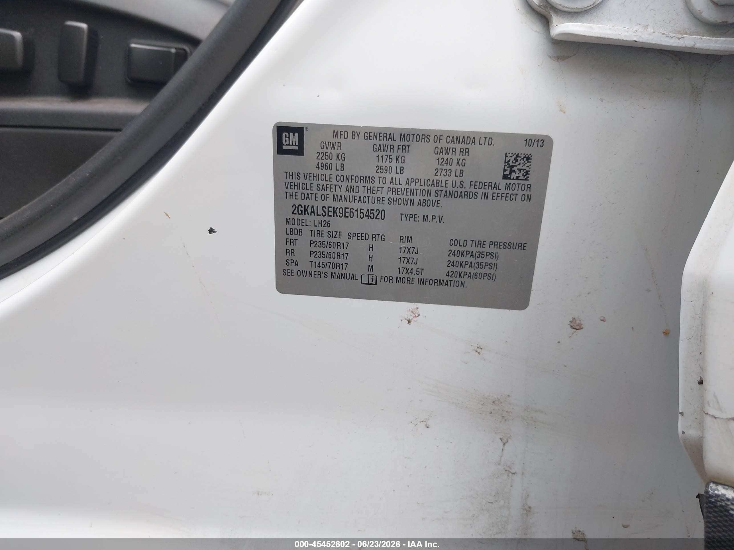 2014 Gmc Terrain Slt-1 Белый vin: 2GKALSEK9E6154520