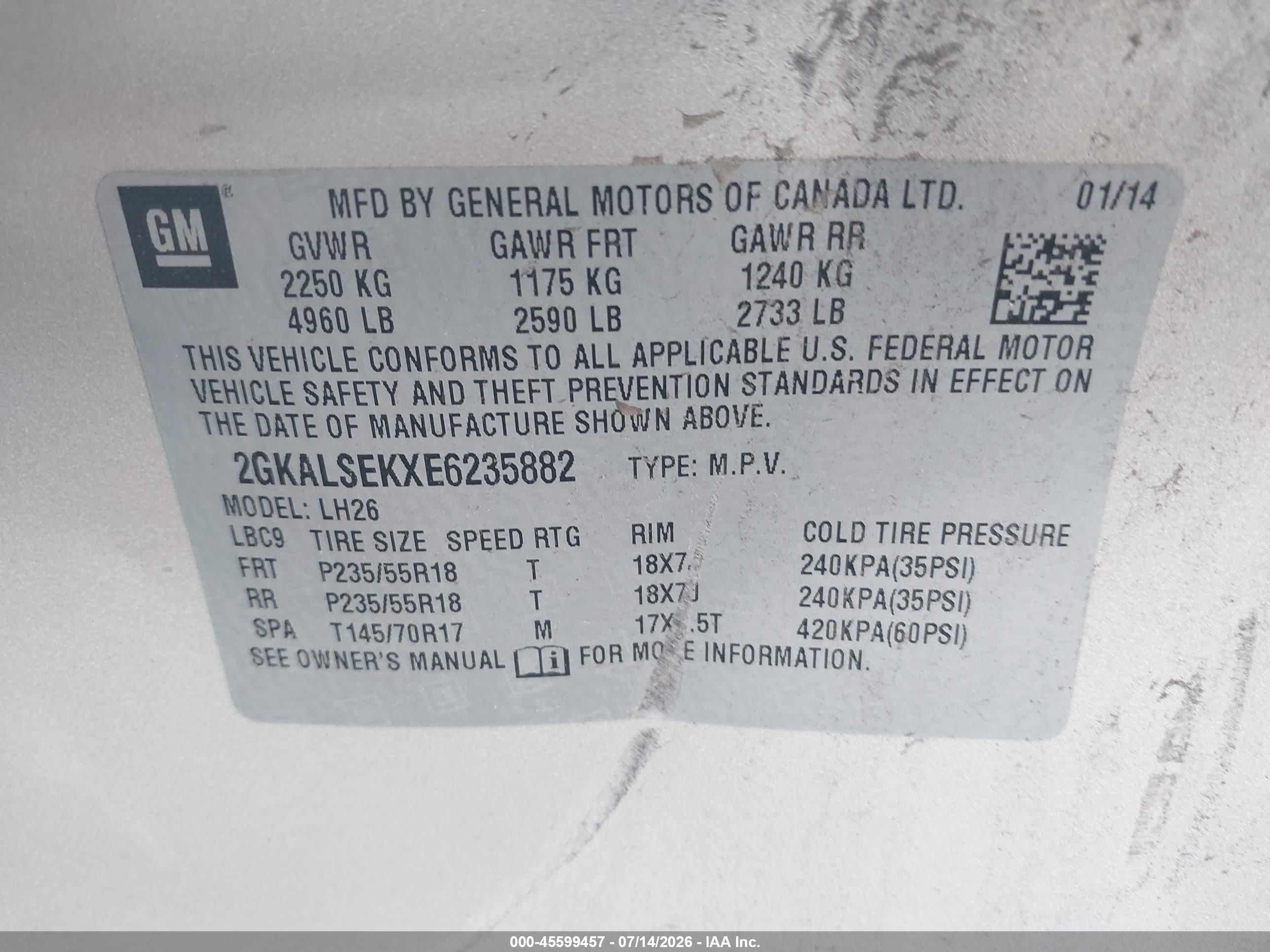 2014 Gmc Terrain Slt-1 Silver vin: 2GKALSEKXE6235882
