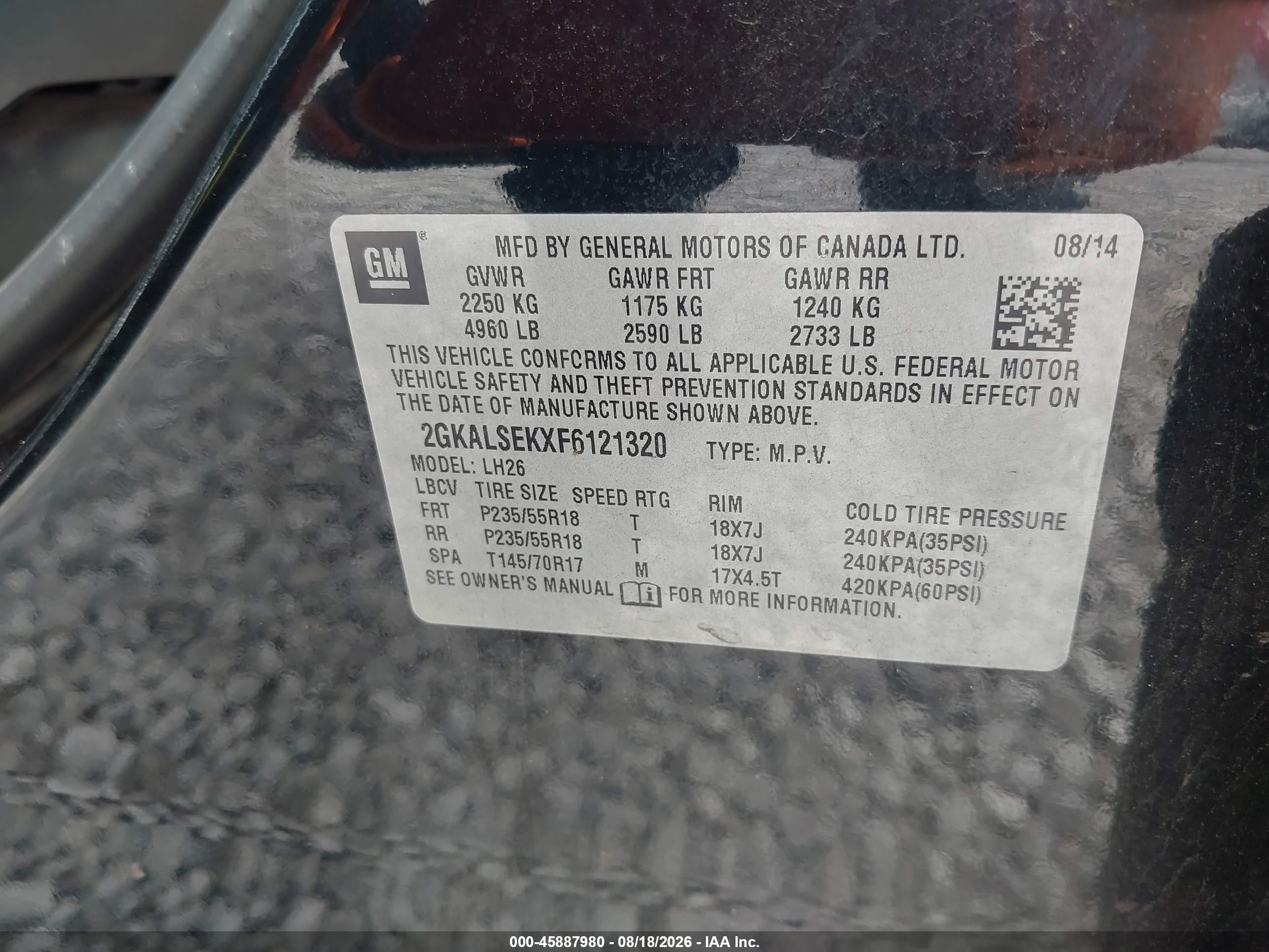 2015 Gmc Terrain Slt-1 Black vin: 2GKALSEKXF6121320