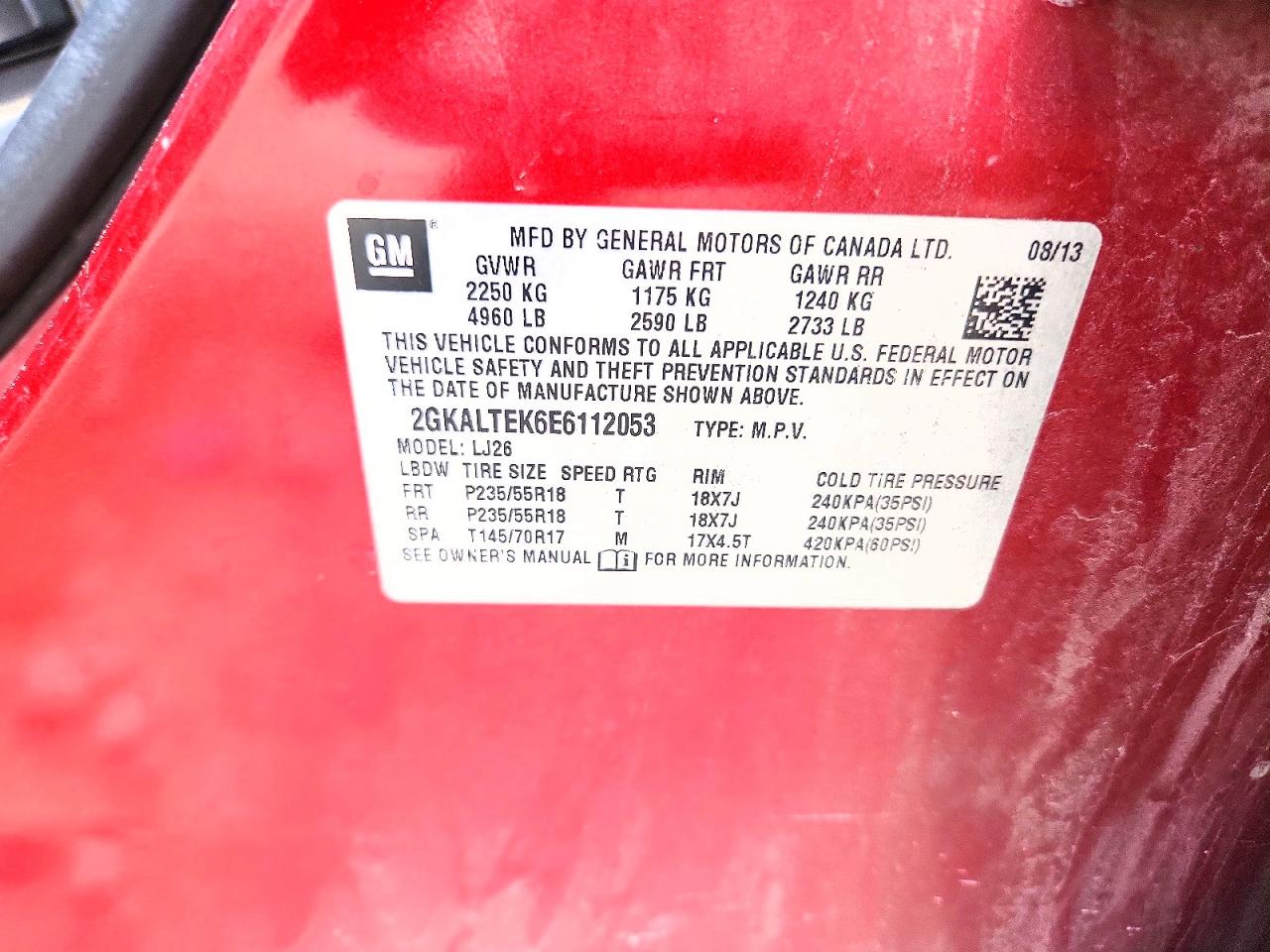 2014 Gmc Terrain Slt Red vin: 2GKALTEK6E6112053