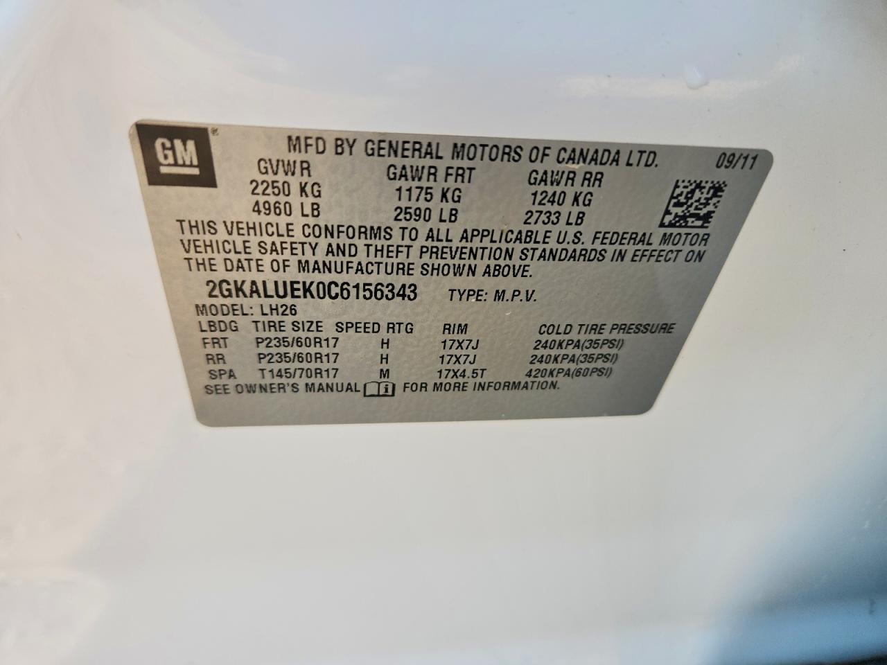 2012 Gmc Terrain Slt White vin: 2GKALUEK0C6156343