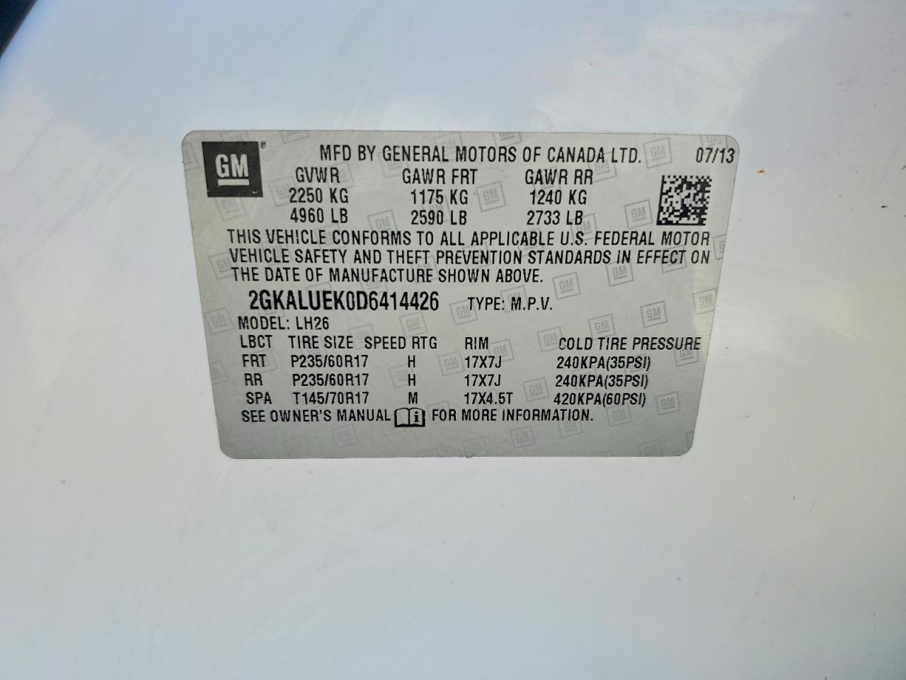 2013 Gmc Terrain Slt Белый vin: 2GKALUEK0D6414426