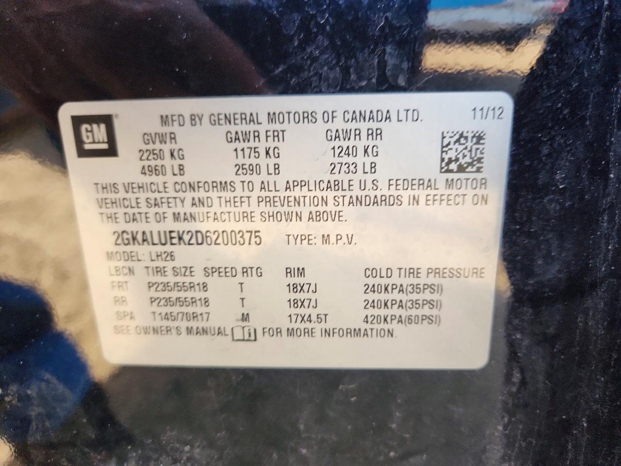 2013 Gmc Terrain Slt Black vin: 2GKALUEK2D6200375