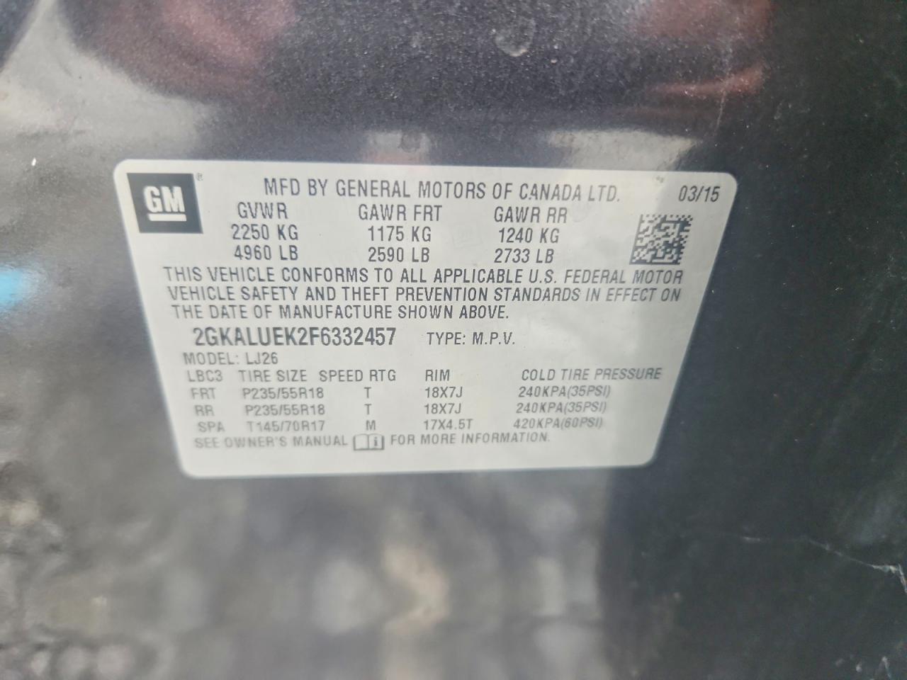 2015 Gmc Terrain Denali Gray vin: 2GKALUEK2F6332457