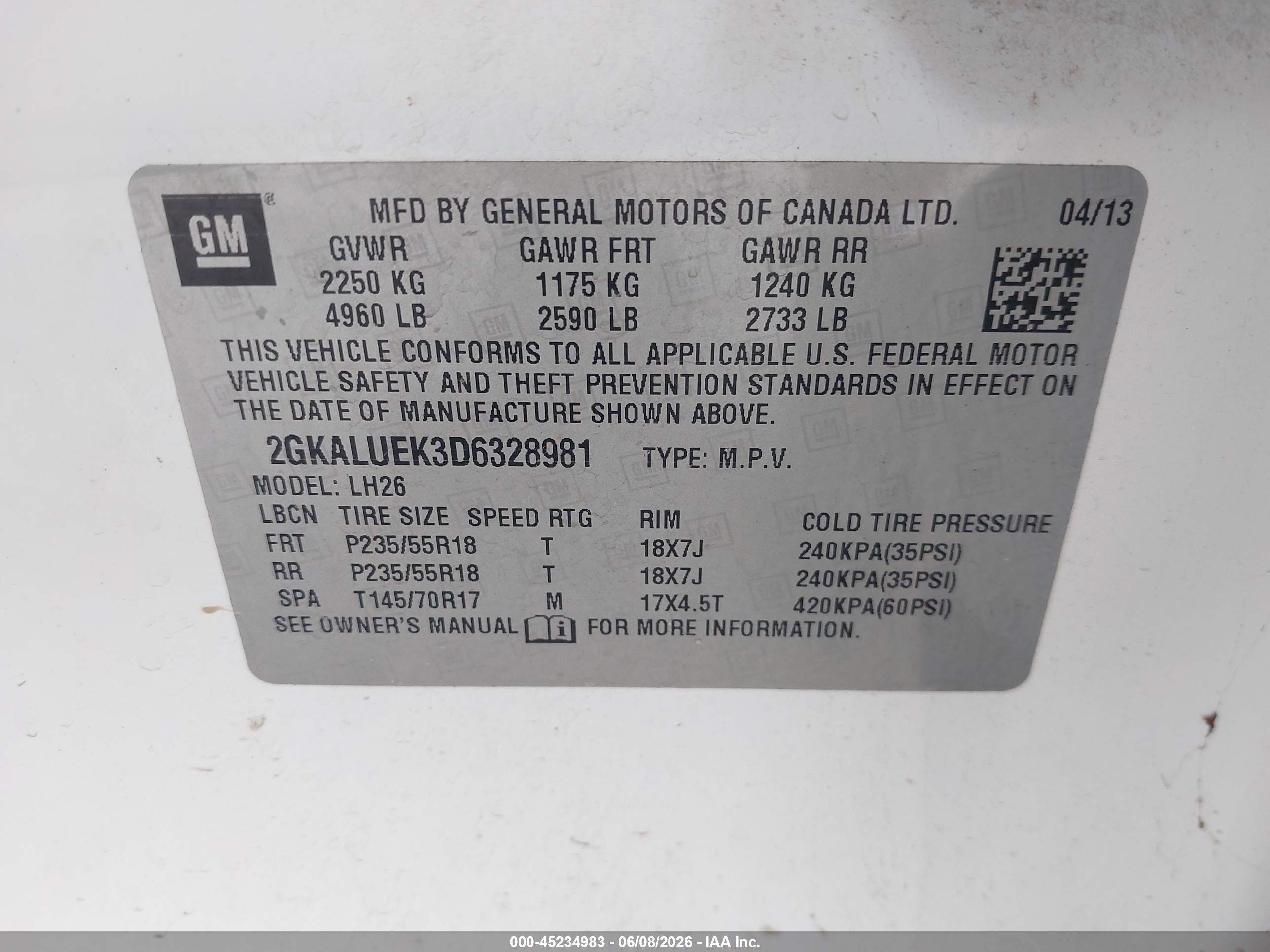 2013 Gmc Terrain Slt-1 White vin: 2GKALUEK3D6328981