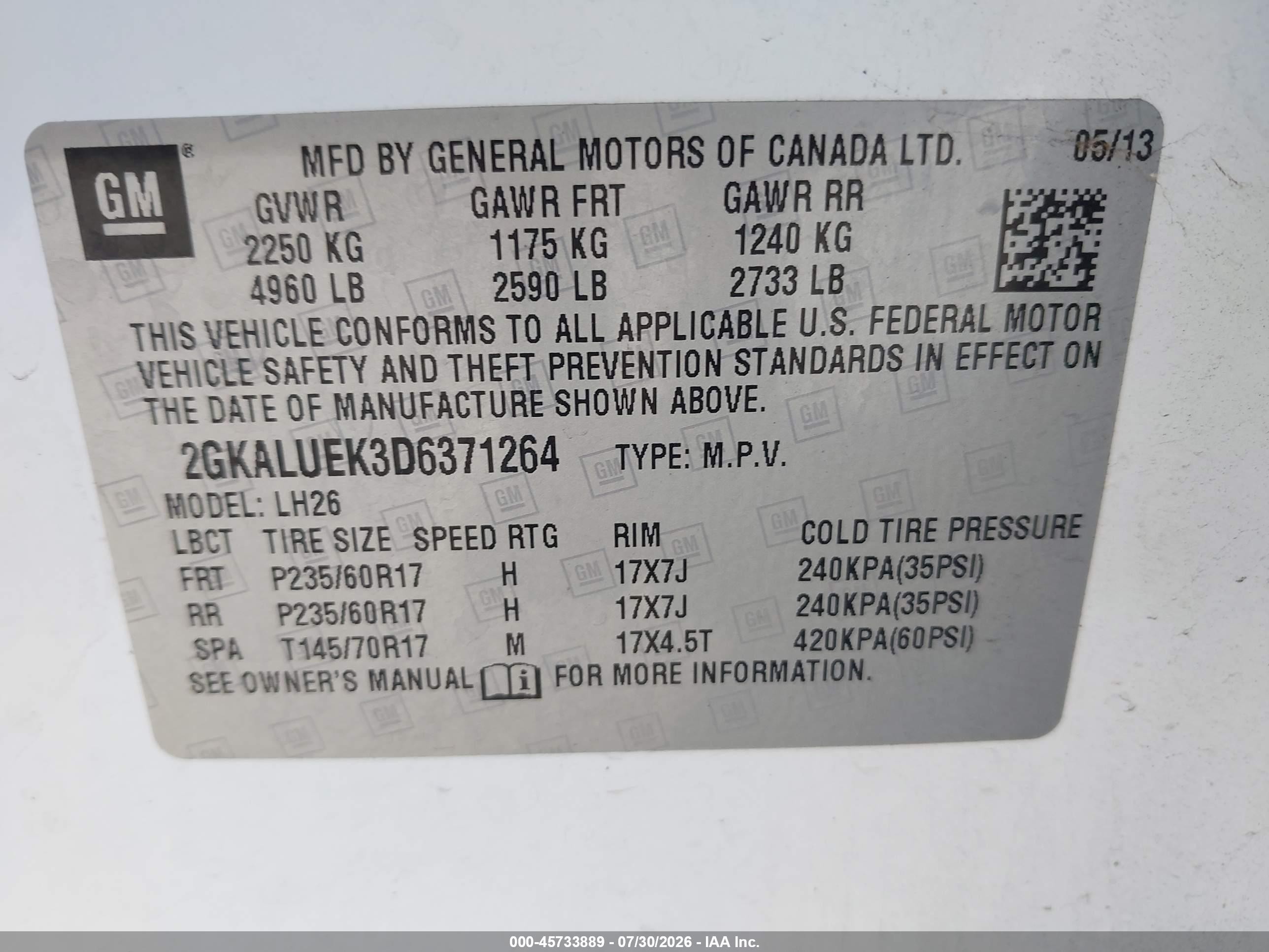 2013 Gmc Terrain Slt-1 White vin: 2GKALUEK3D6371264