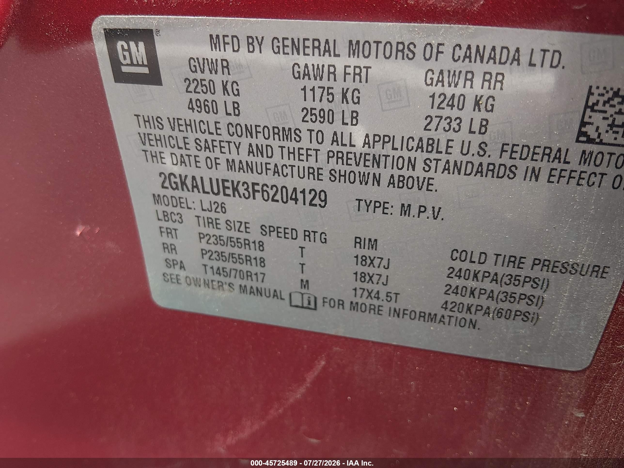 2015 Gmc Terrain Denali Red vin: 2GKALUEK3F6204129