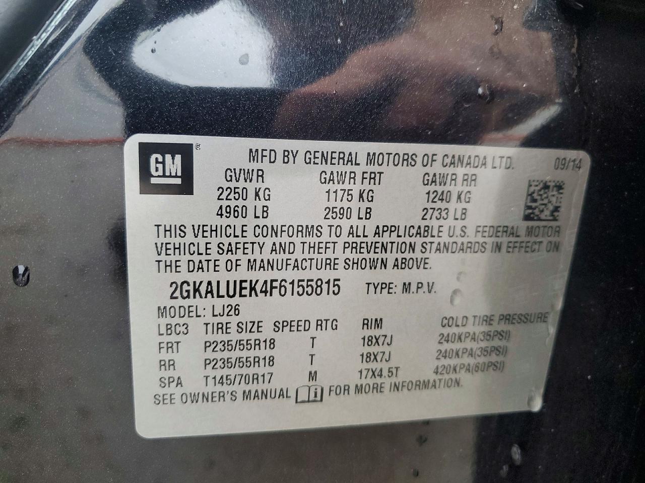 2015 Gmc Terrain Denali Черный vin: 2GKALUEK4F6155815